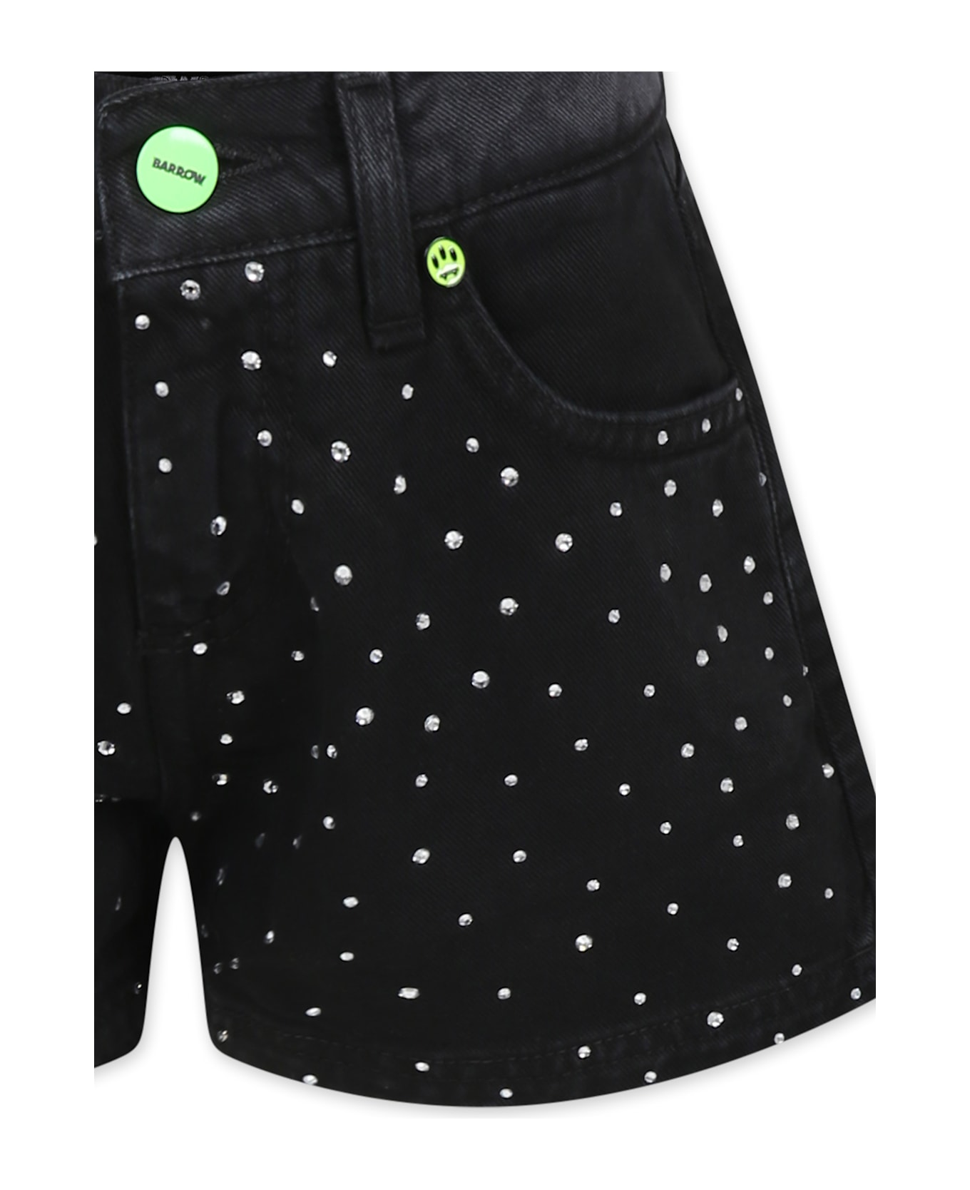 Barrow Black Shorts For Girl With Rhinestones - Black
