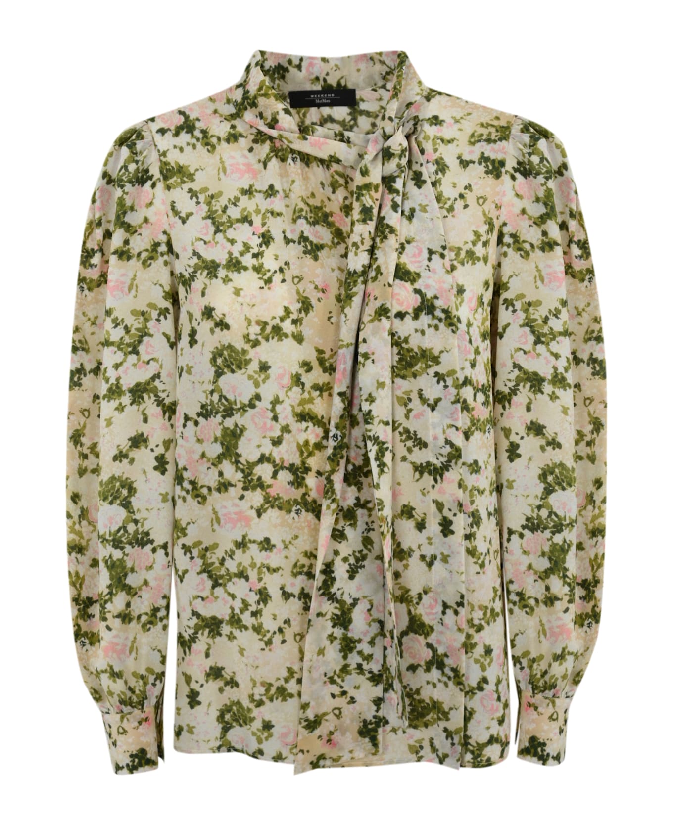 Weekend Max Mara Vals Silk Shirt With Bow - Multicolor