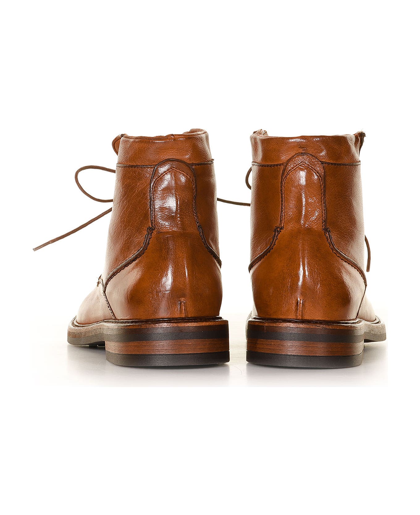 Hundred 100 Leather Ankle Boot With Laces - CUOIO