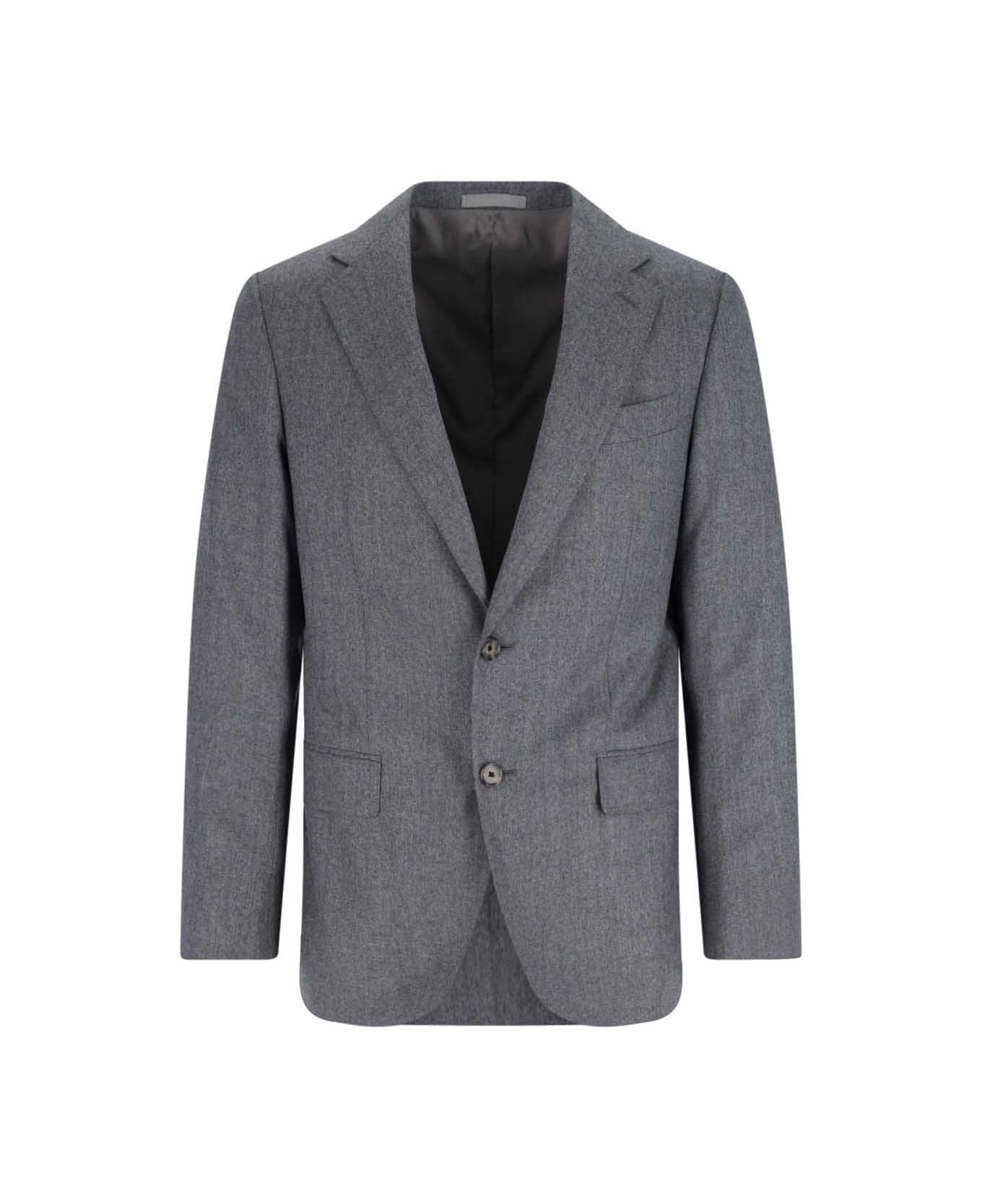 Caruso Single-breasted Wool Suit - Gray