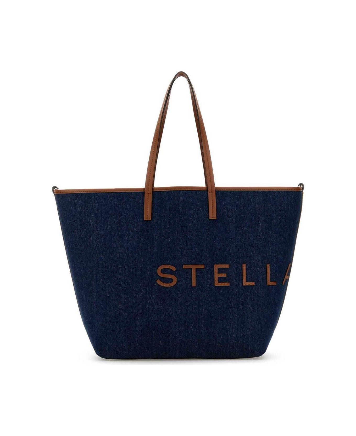 Stella McCartney Eco Logo Lettering Denim Tote Bag - Blue