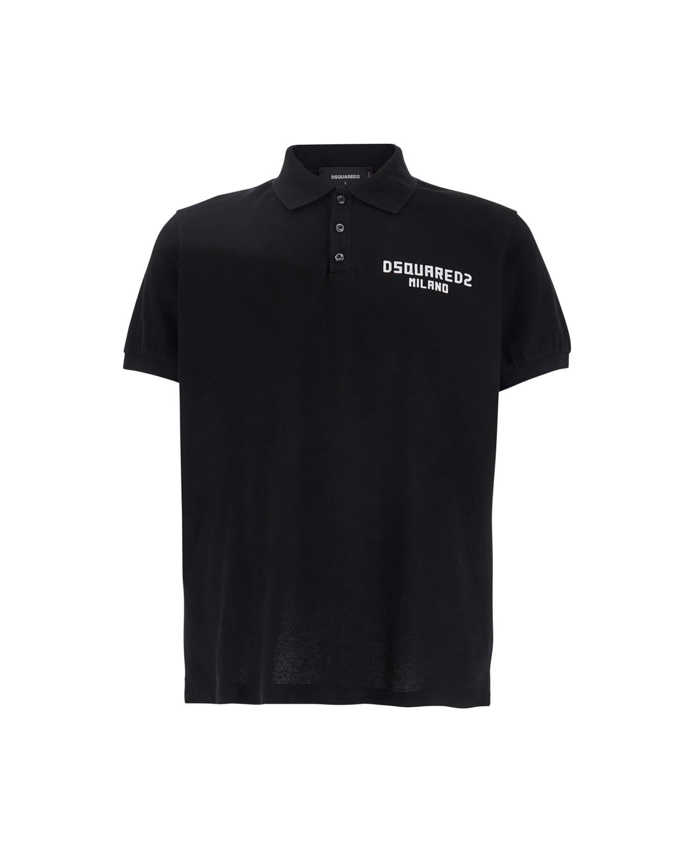 Tシャツ・カットソー Dsquared2 Logo Embroidery Polo Shirt DSQUARED2 Logo Polo Shirt | Black | FARFETCH