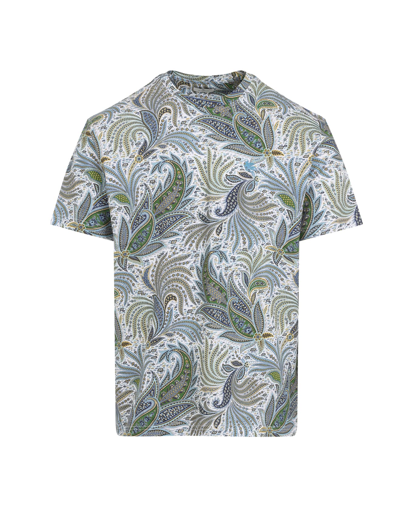Etro Graphic Printed Crewneck T-shirt - Print On Blue Base