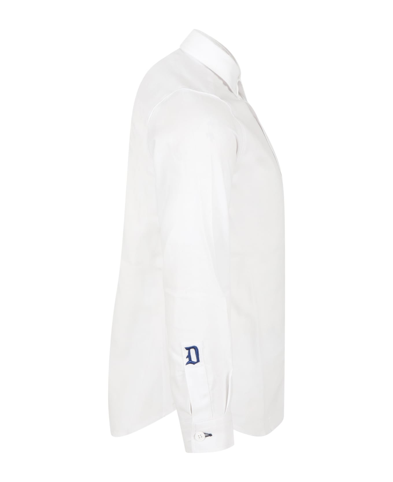 Dondup White Shirt For Boy With Blue Logo - White