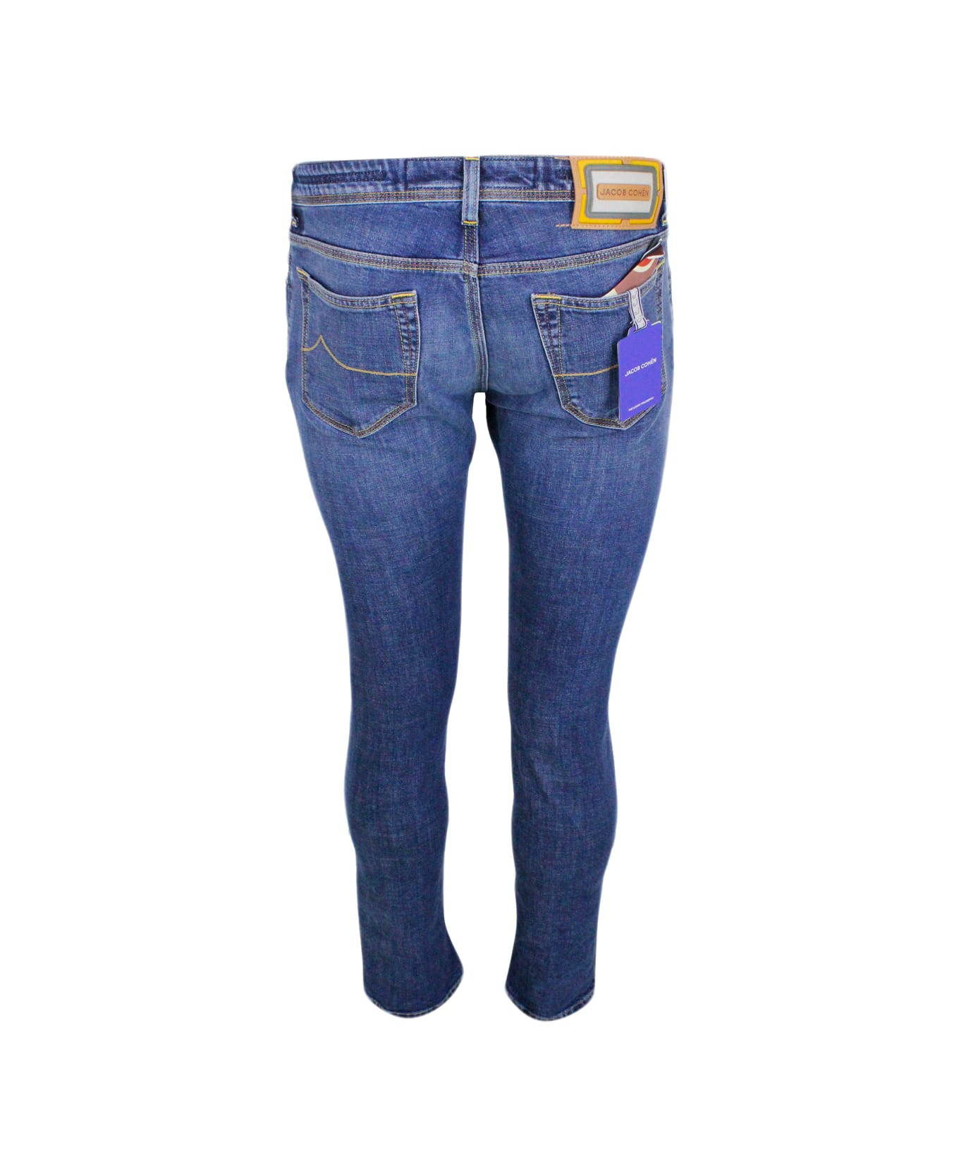 Jacob Cohen Bard J688 Luxury Edition Denim Trousers In Soft Stretch Denim With 5 Pockets With Closure Buttons And Metal Button, Pony Skin Tag With Logo - Denim