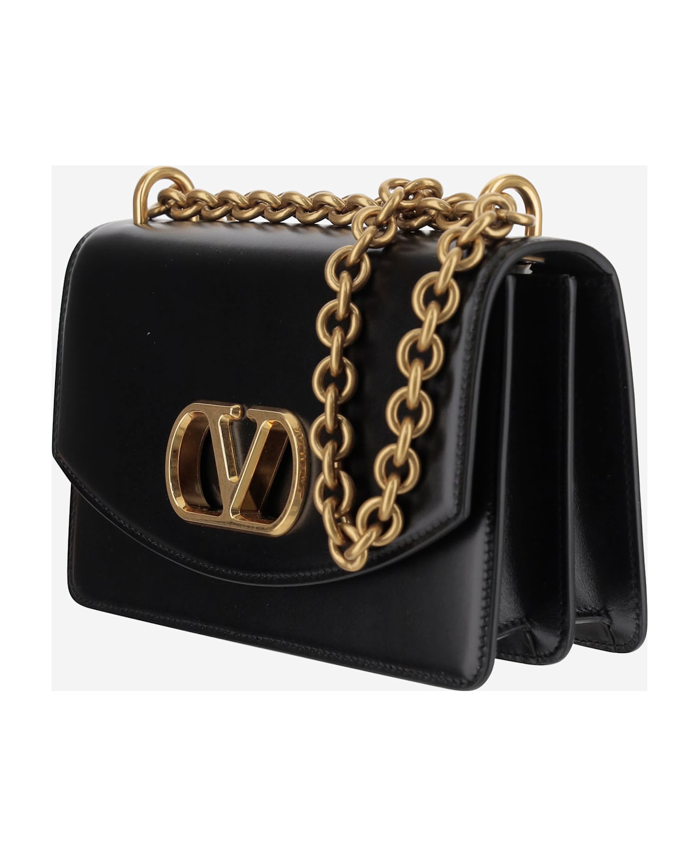 Valentino Garavani Vain Leather Small Shoulder Bag - Black