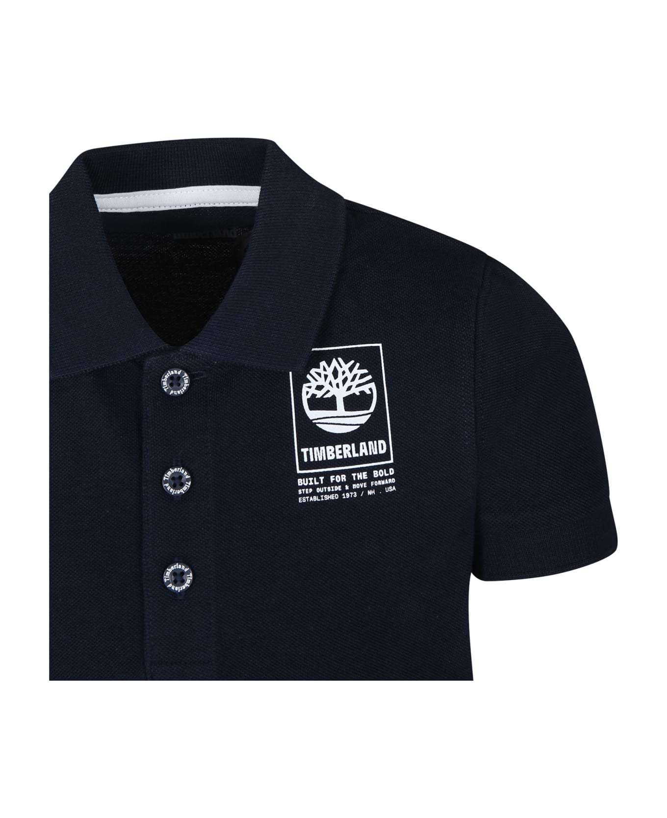 Timberland Blue Polo Shirt For Boy With Logo - Blue