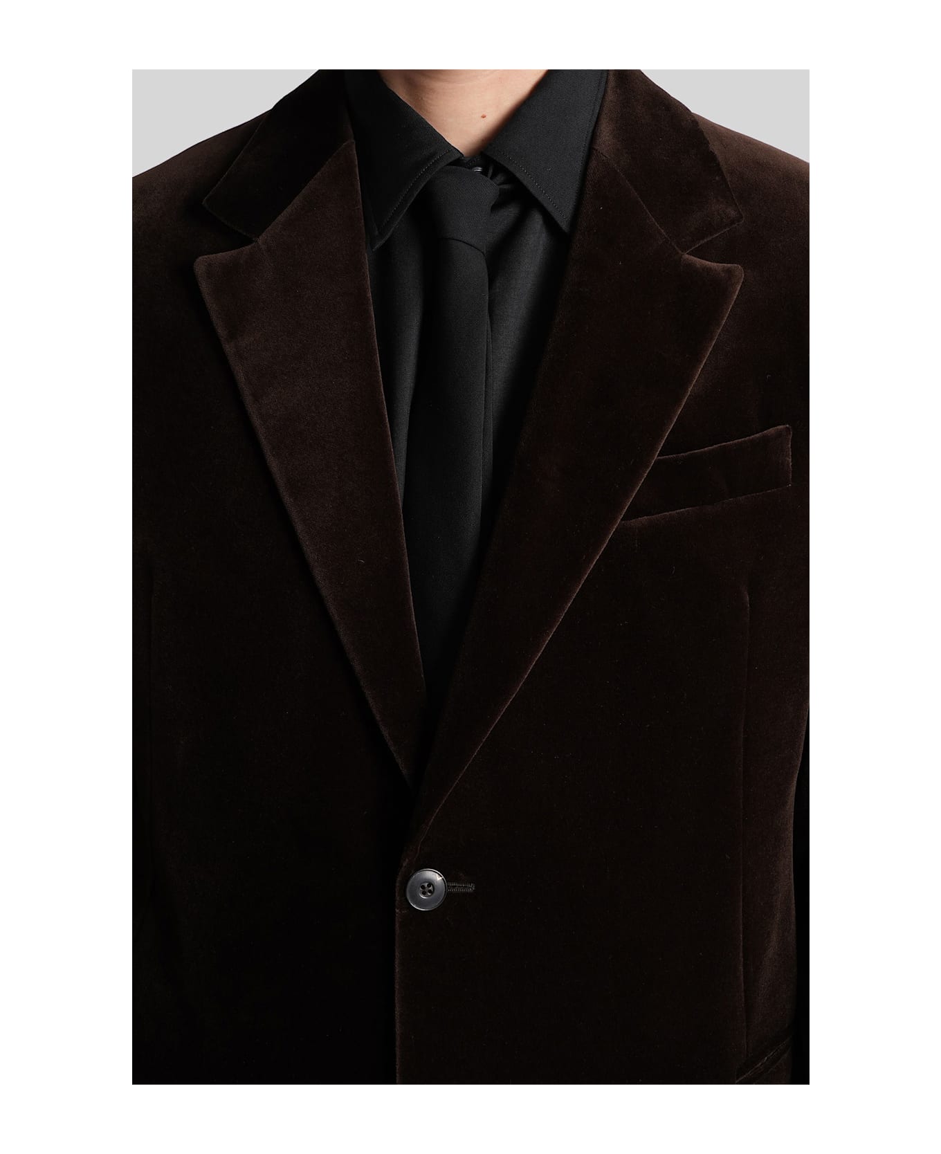 Emporio Armani Blazer In Brown Cotton - brown