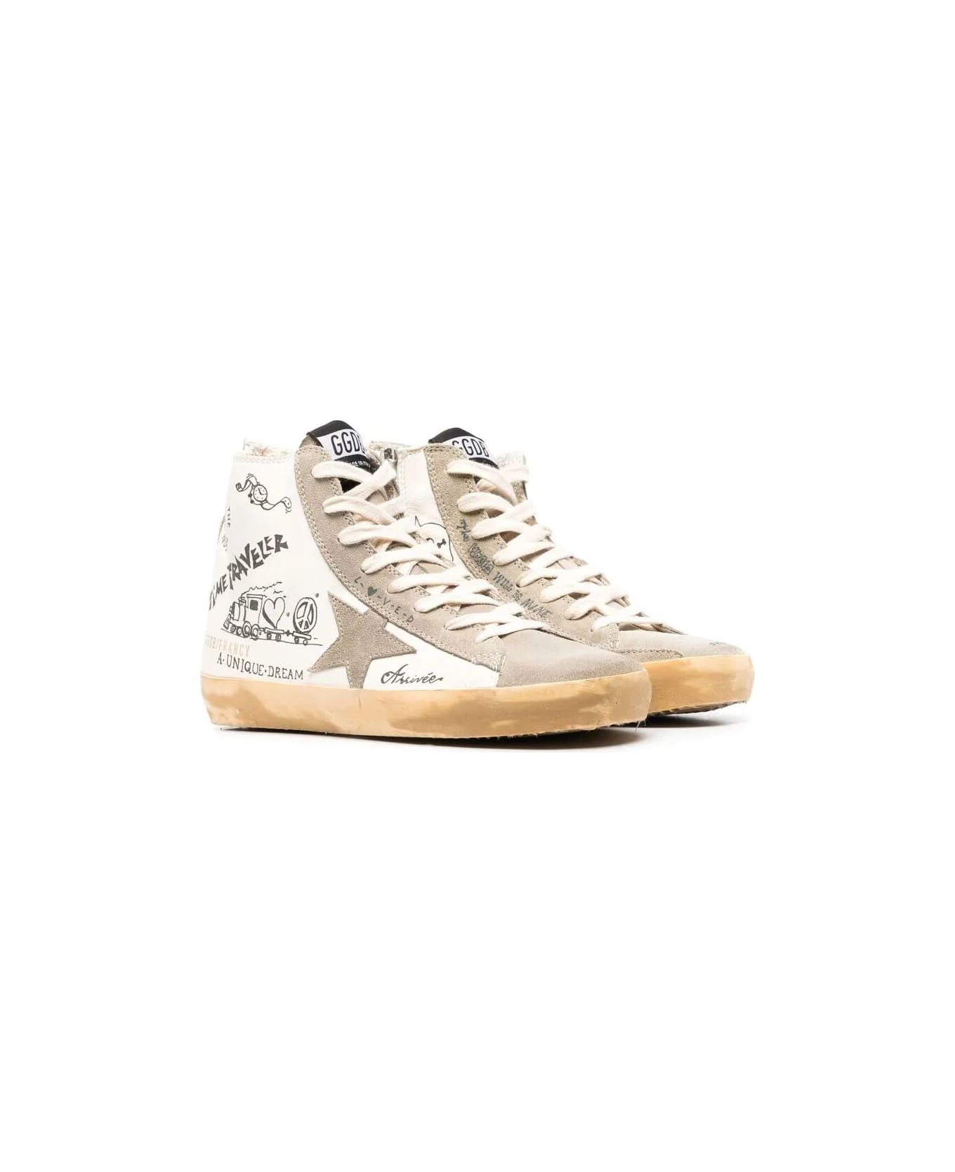 Golden Goose Francy Journey-print High-top Sneakers - WH/TAUPE/BLK