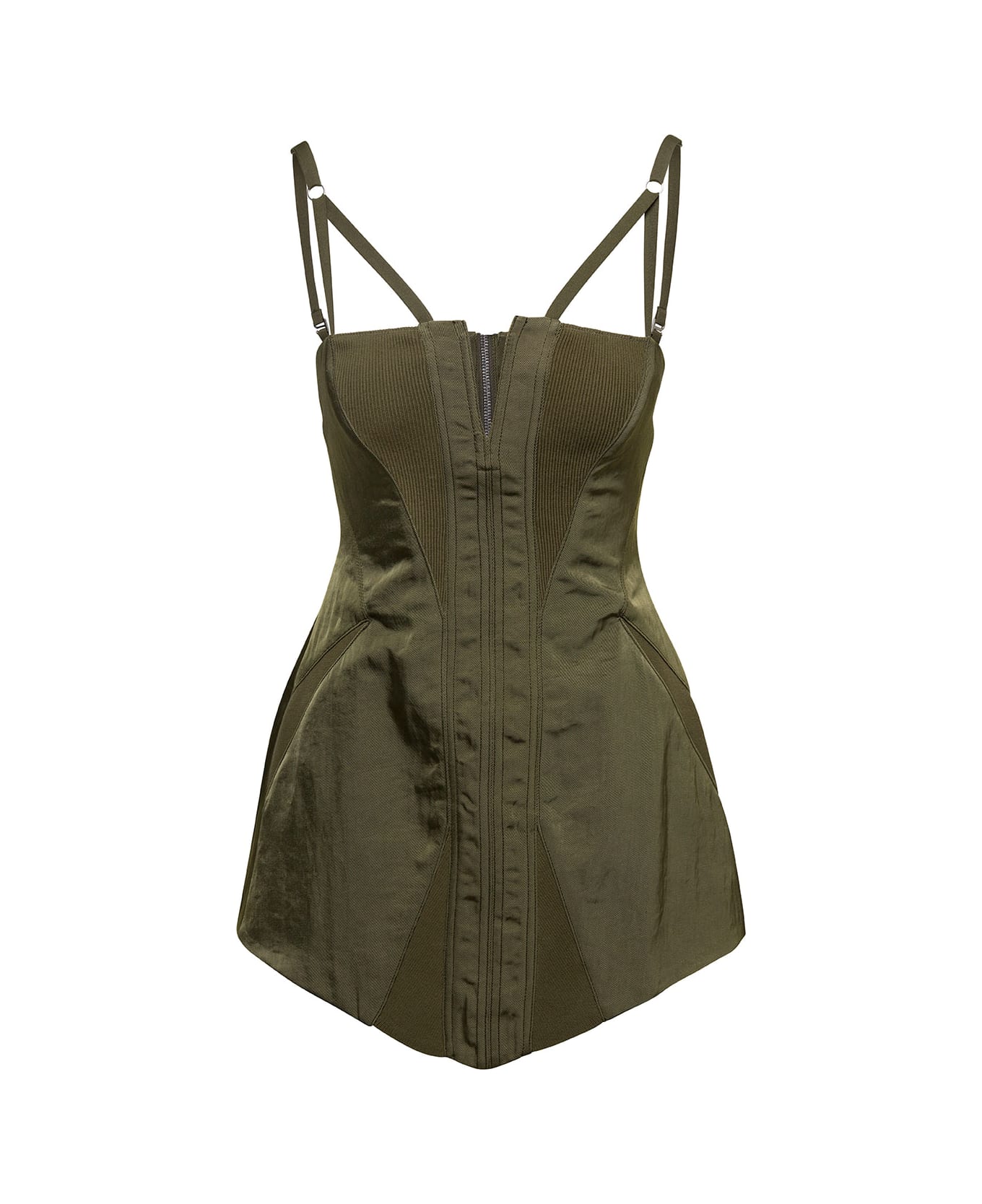 Dion Lee Green Sleeveless Minidress With Contouring Panel Construction In Nylon Woman - Green