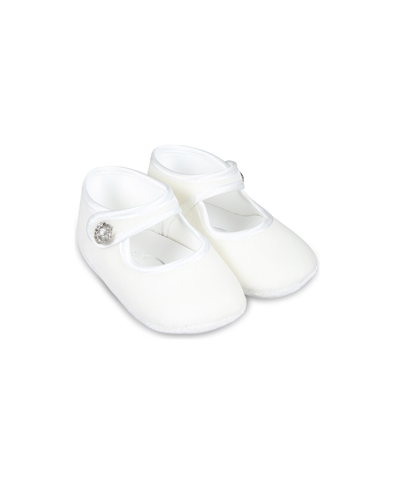 Monnalisa White Ballet Flats For Baby Girl - White