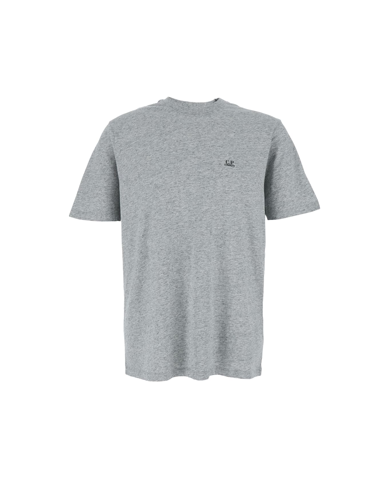 C.P. Company Grey T-shirt With Logo Printed On The Front In Cotton Man - Grey