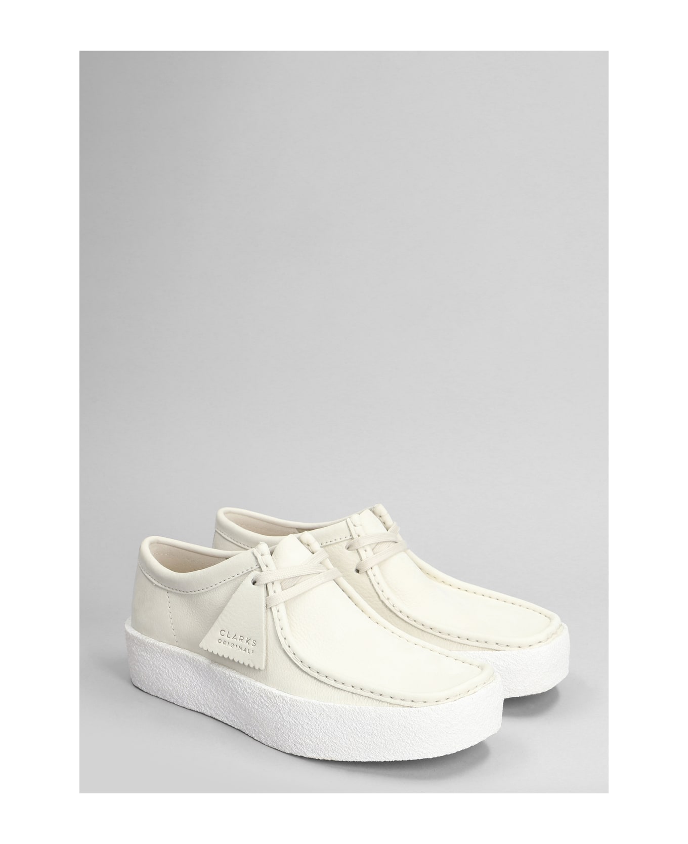Clarks Wallabee Cup Lace Up Shoes In White Nubuck - white