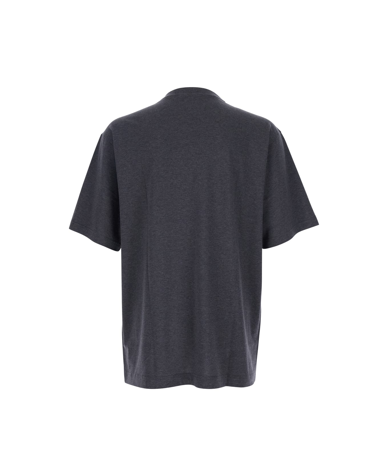 Dolce 
Gabbana Grey Crewneck T-shirt With Logo Print On The Front In Cotton Man - Grey