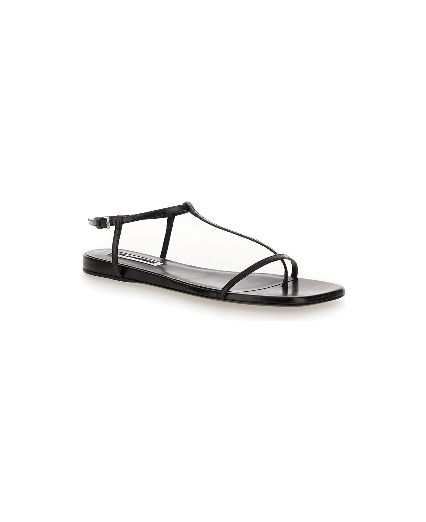 Jil Sander Black Sandals With Ankle Buckle Closure - Black