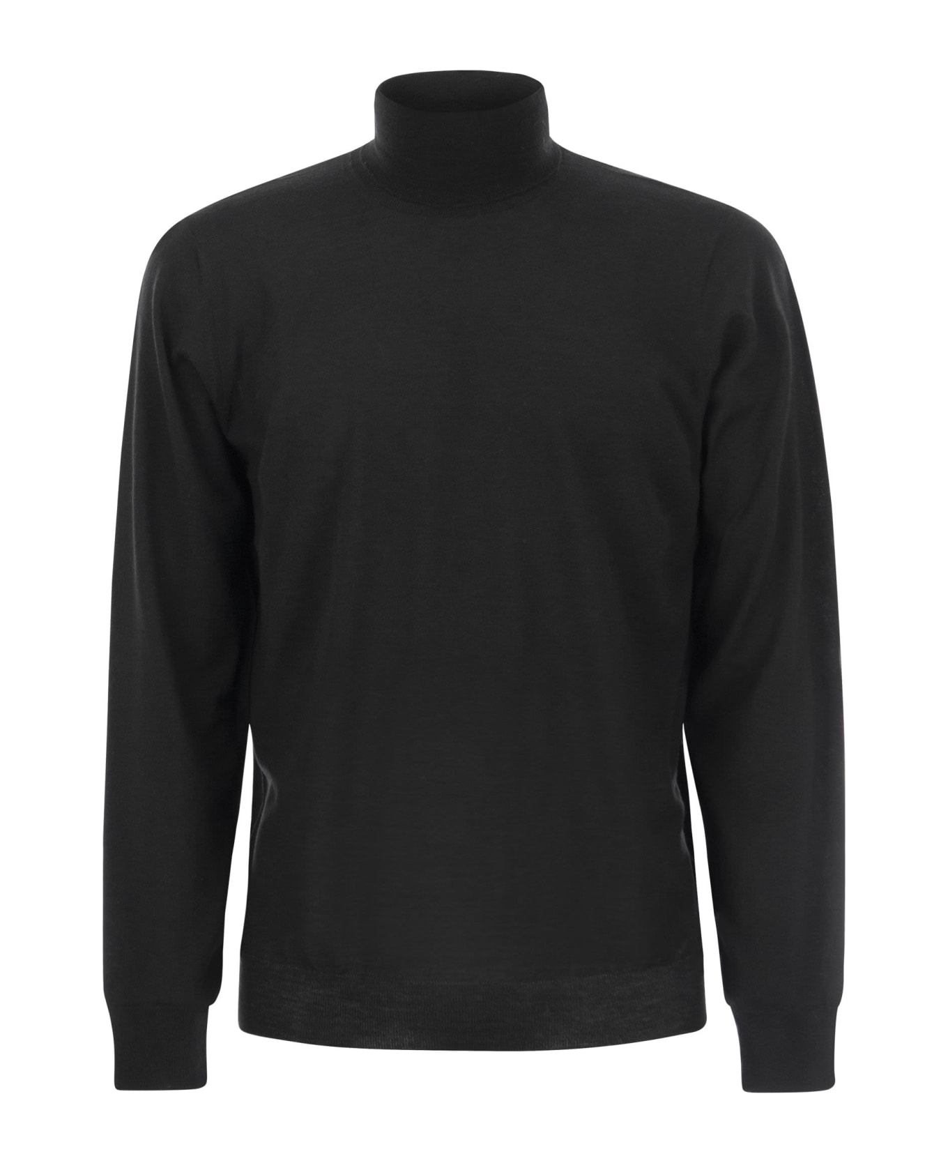 Fedeli Turtleneck Sweater In Virgin Wool - Black