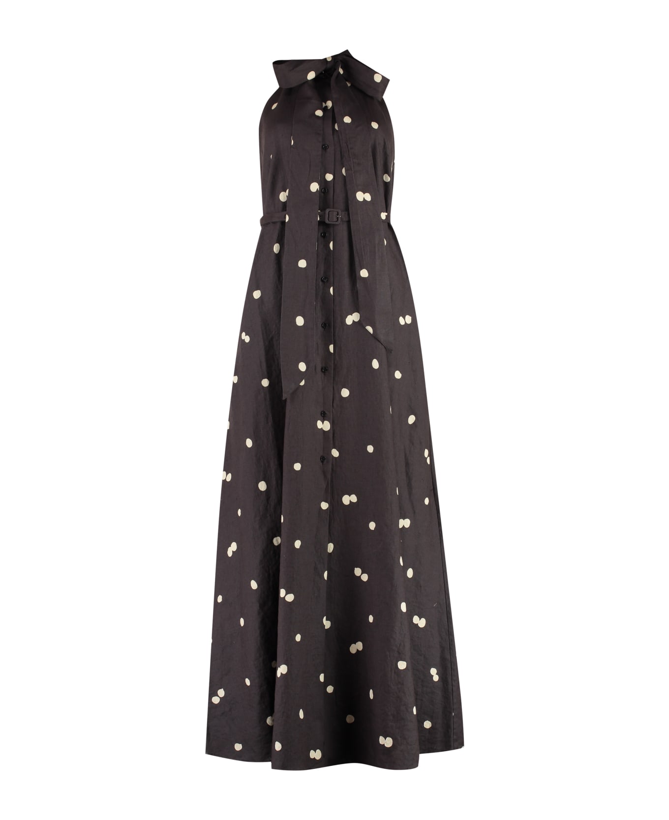 Aspesi Polka Dot Print Long Dress - brown ワンピース＆ドレス