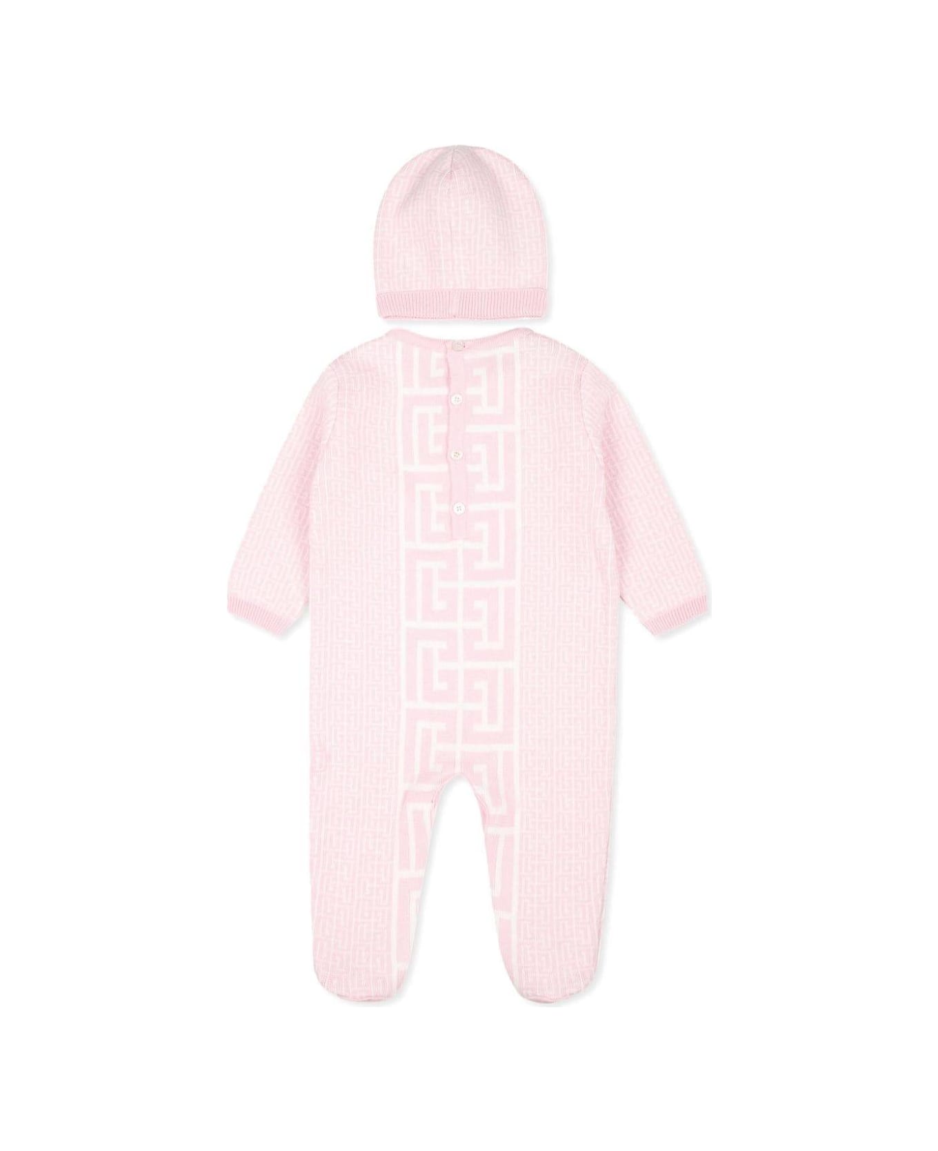 Balmain Set Tutina Con Stampa - Pink