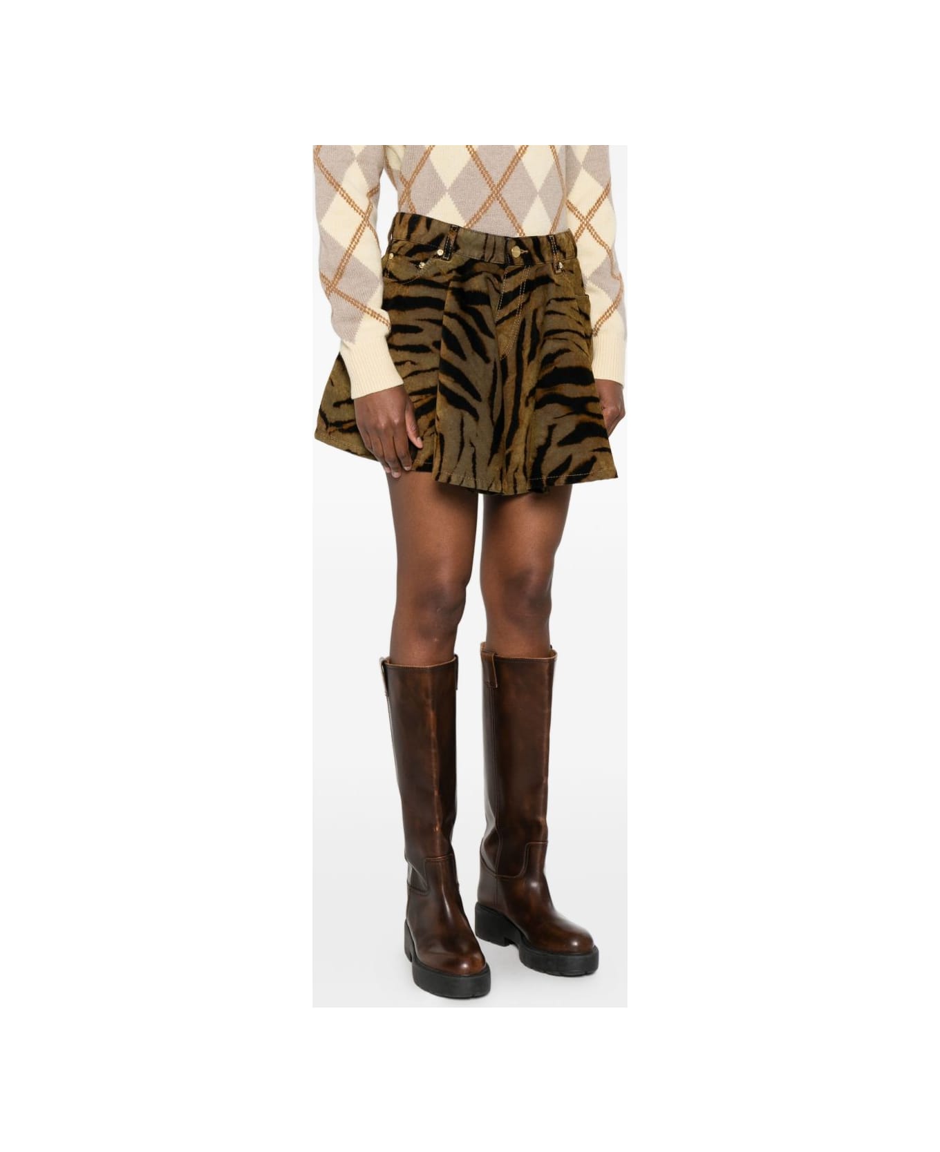 Ganni Denin Mini Skirt - BROWN