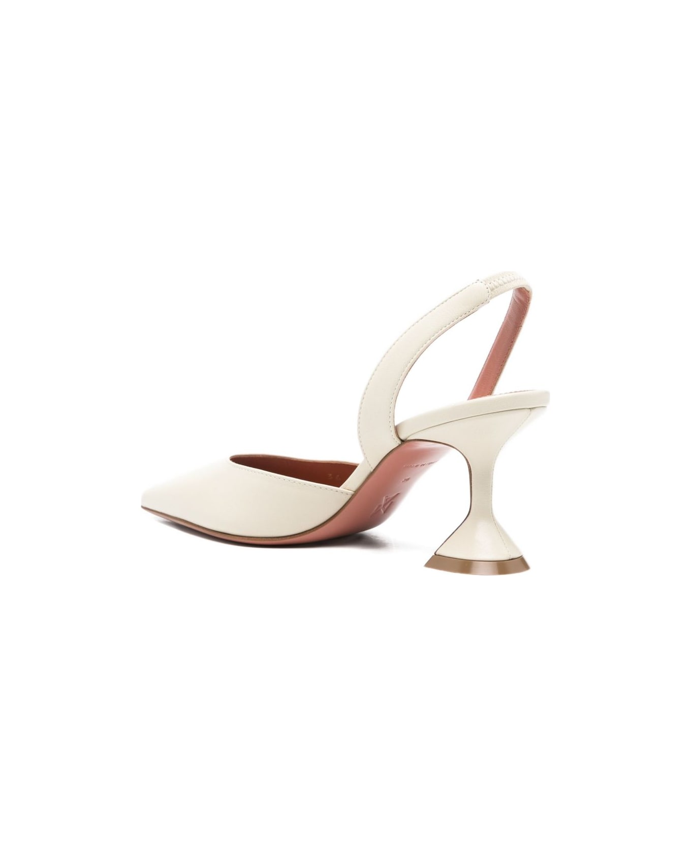 Amina Muaddi Holli Leather Slingback Pumps - Beige
