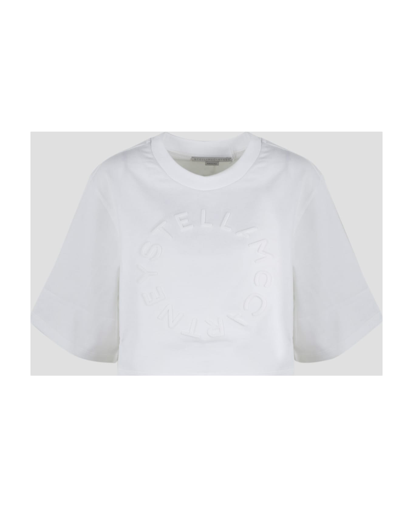 Stella McCartney Flock Embossed Logo Crop T-shirt - White