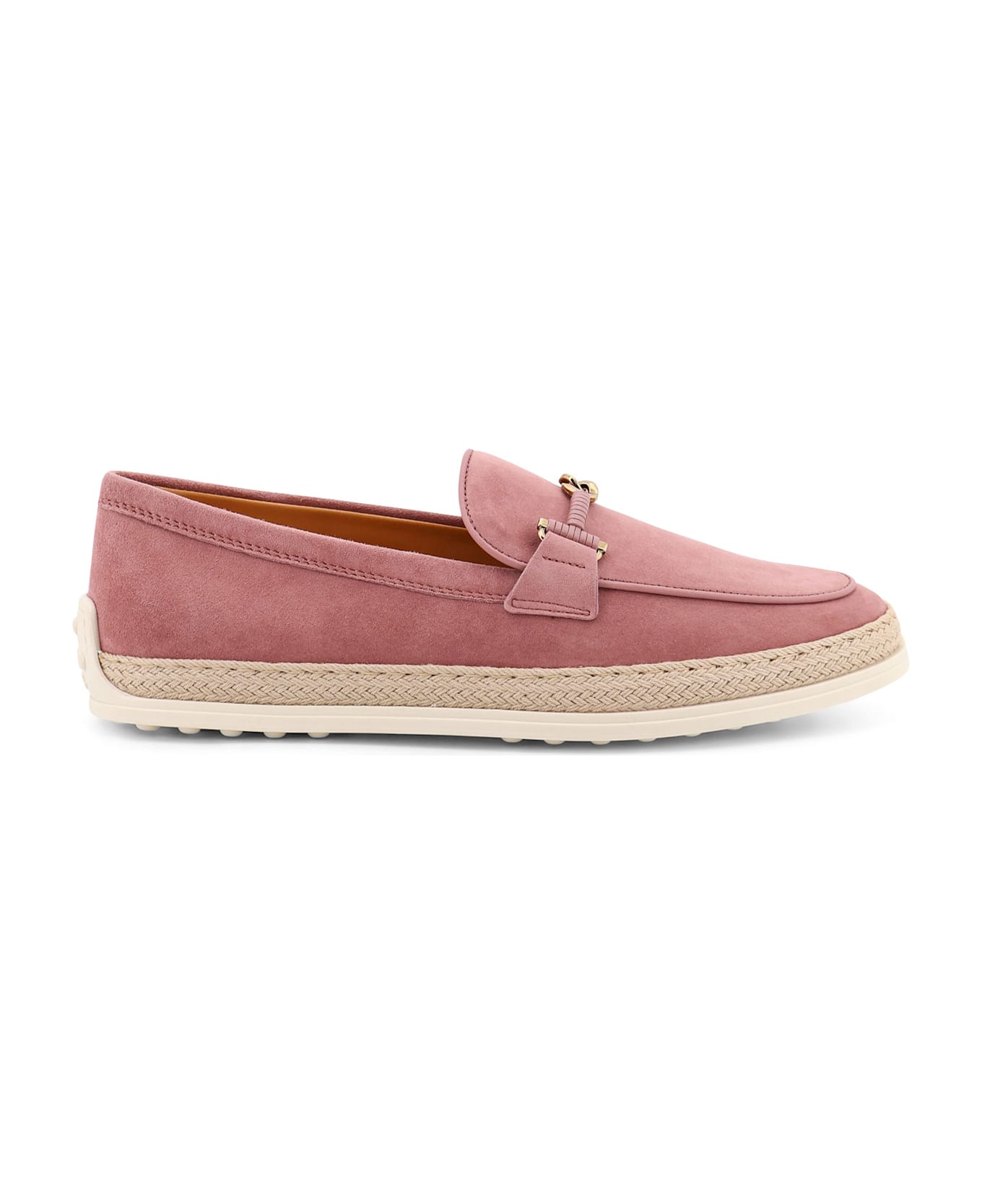 Tod's Suede Loafer With Metal Detail - Pink