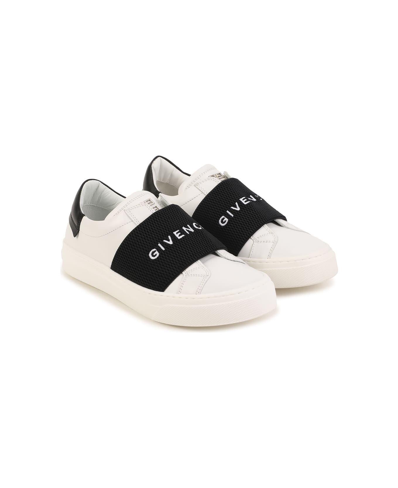 Givenchy White Urban Street Sneakers With Black Logo Band - Bianco