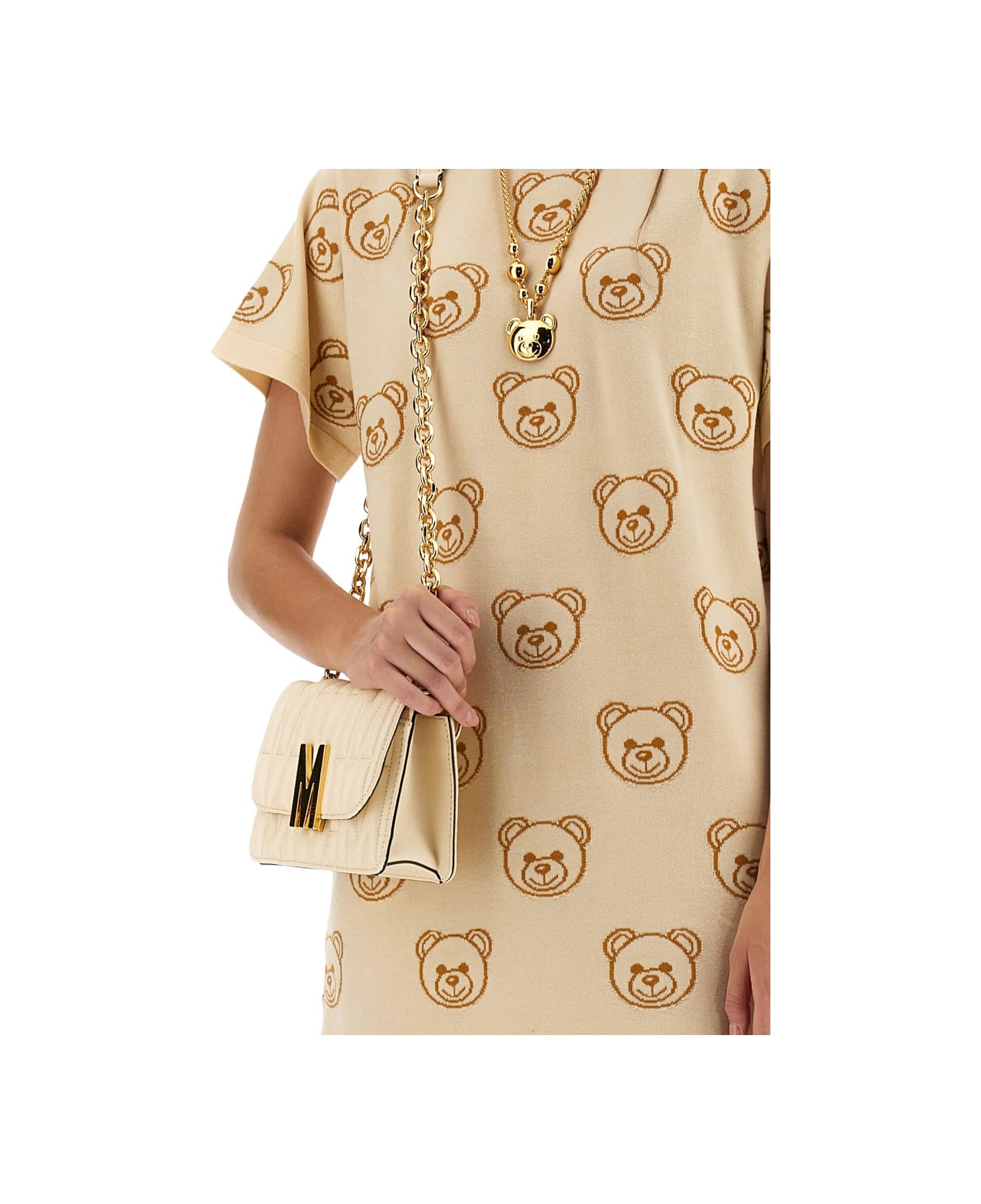 Moschino Dress With Teddy Bear Embroidery - IVORY