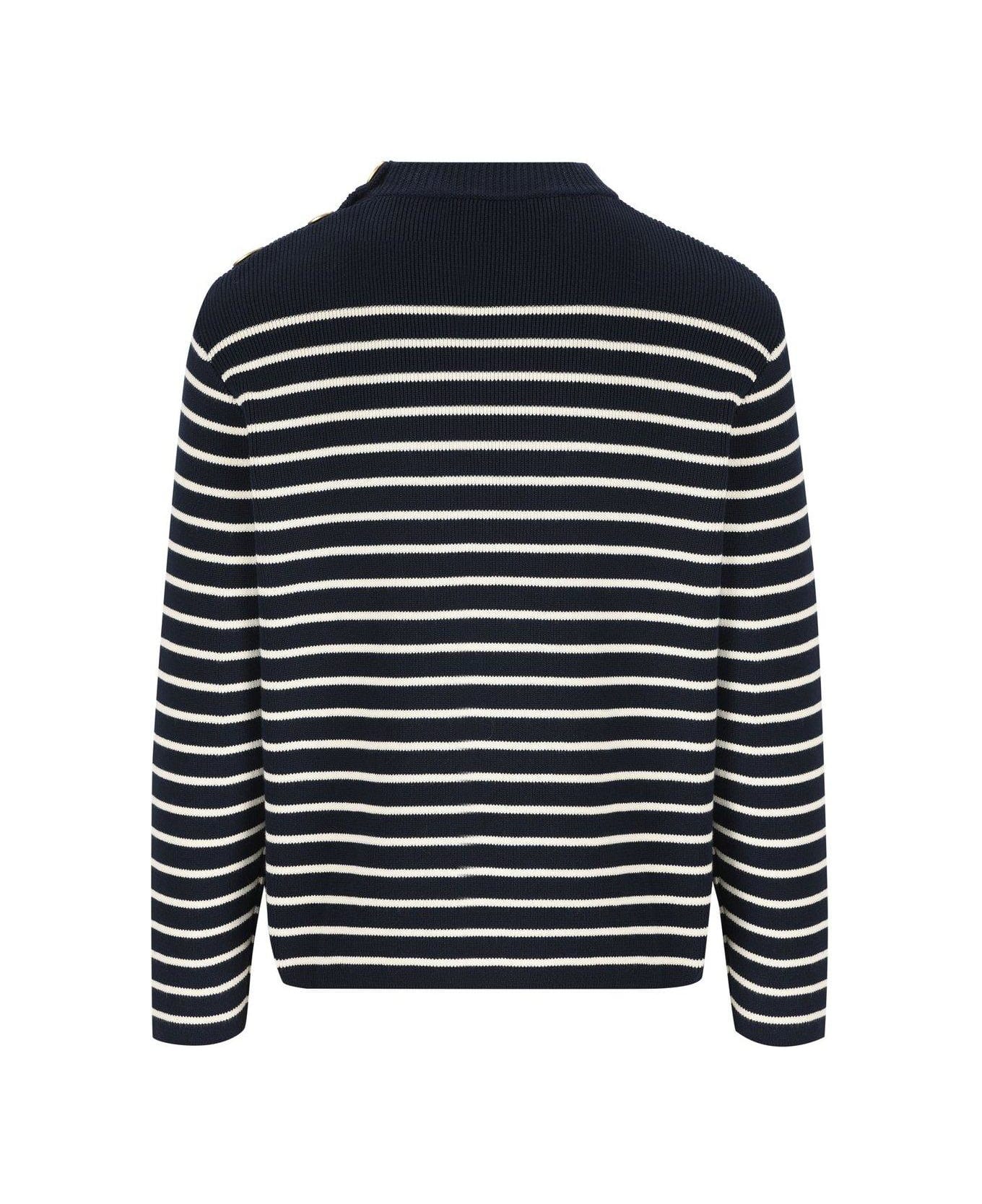 Valentino Striped Crewneck Jumper - White ニットウェア