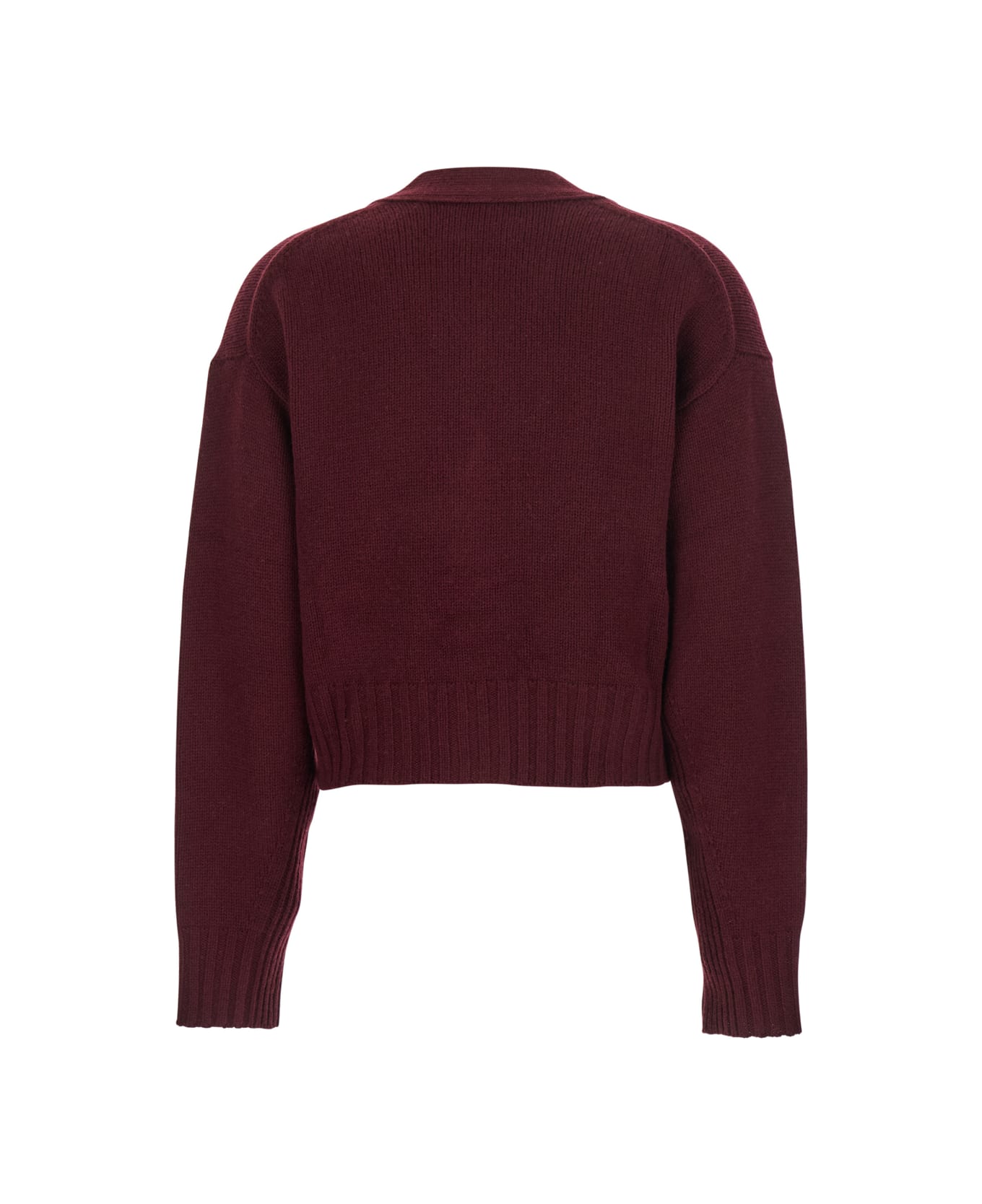 Allude Bordeaux V-neck Cardigan With Button Fastening In Wool Woman - Bordeaux