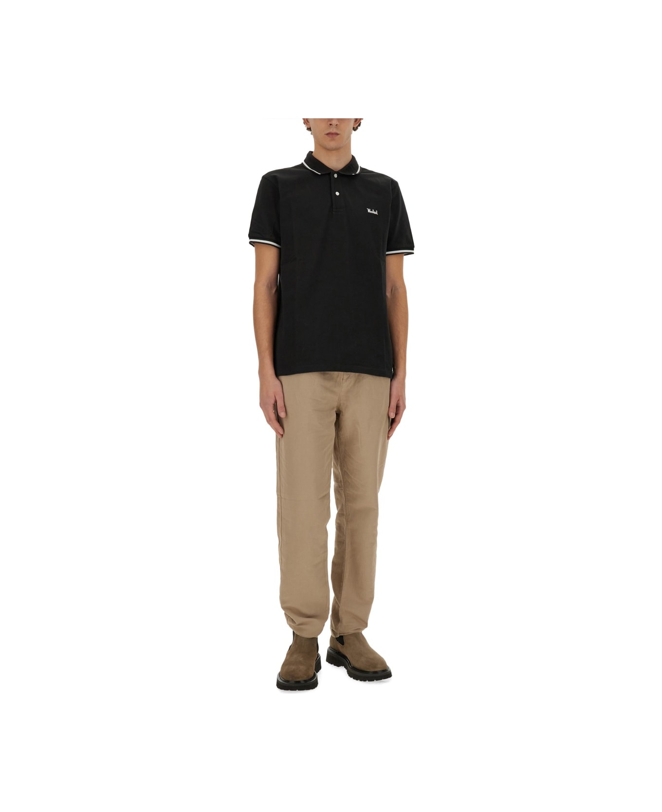 Woolrich Polo With Logo - BLACK