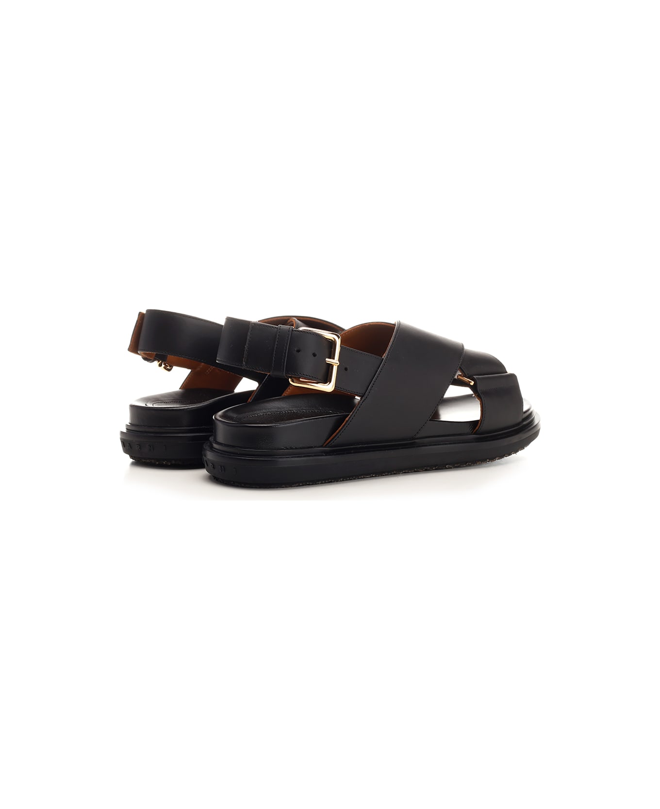 Marni 'fussbett' Crossed Sandals - Black サンダル