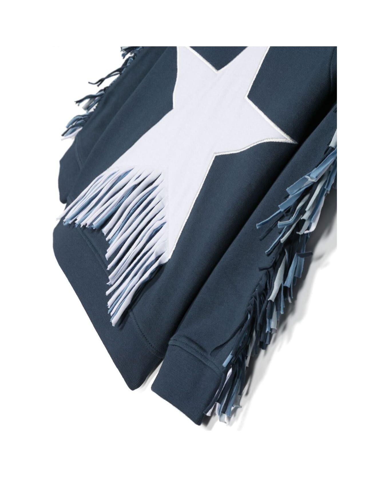 Stella McCartney Kids Fringed Sweatshirt With Star Print In Blue Cotton Girl - BLUE ニットウェア＆スウェットシャツ