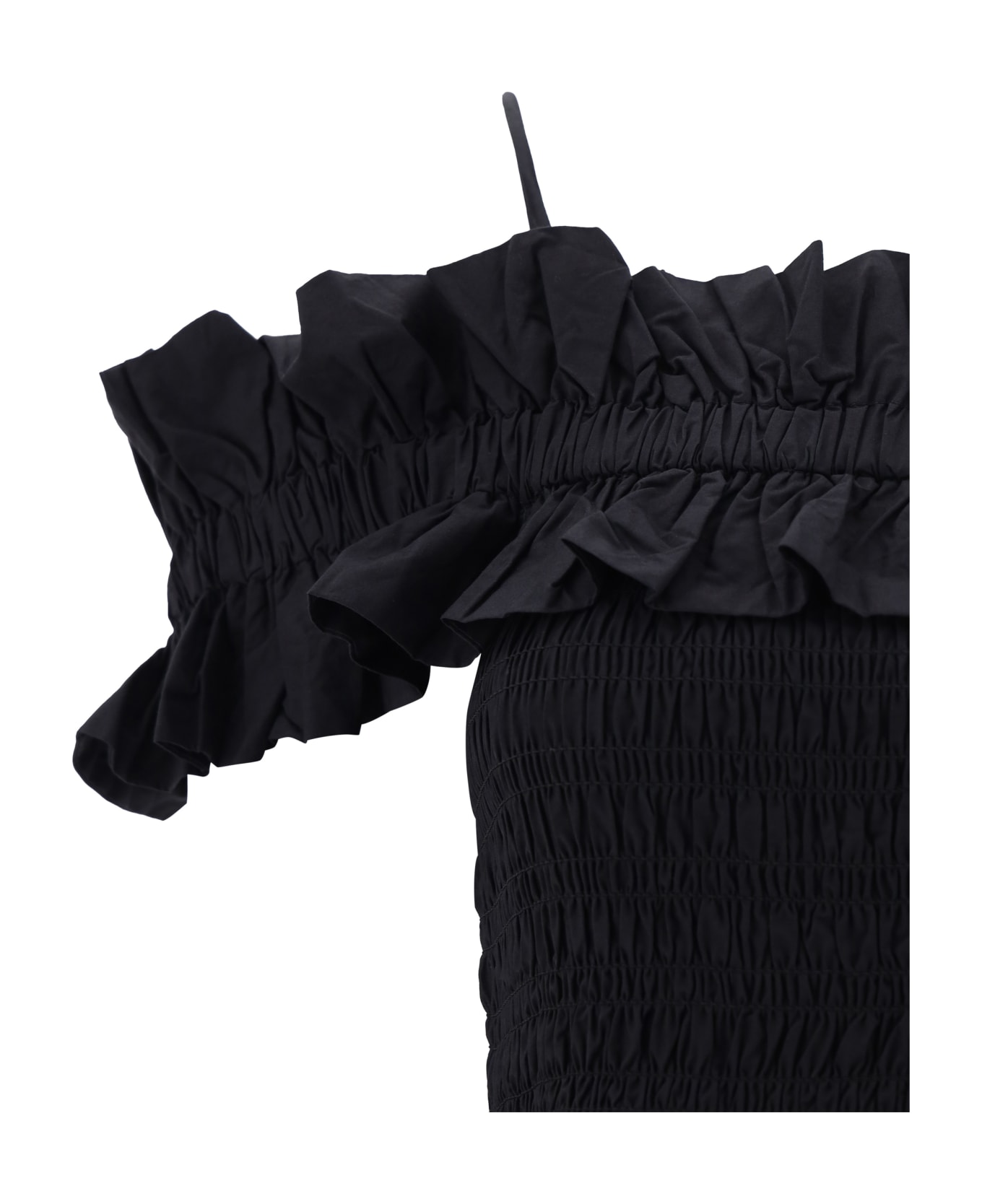 Ganni Long Smock Dress - Black