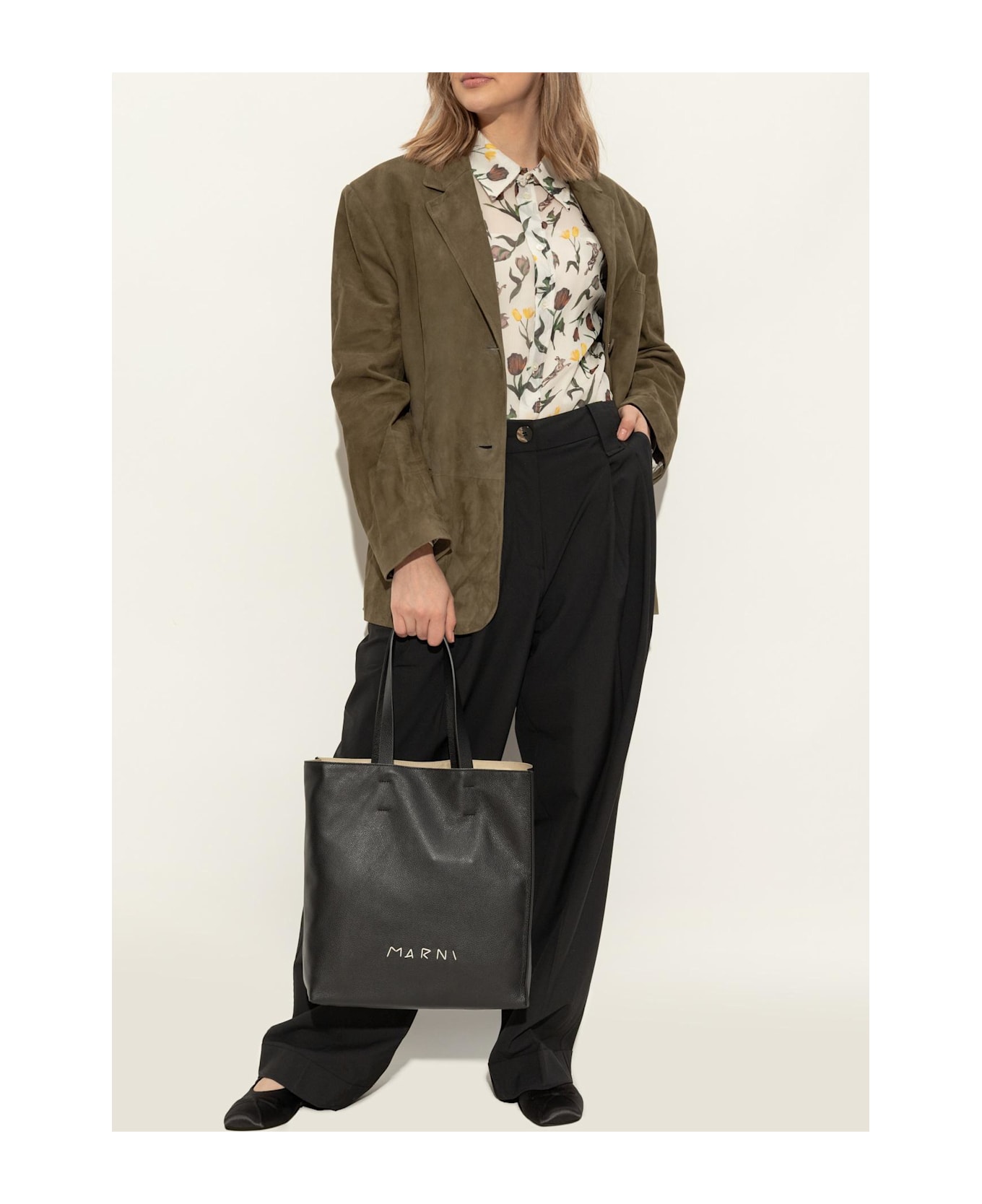 Marni Ballet Flats With A Bow - BLACK