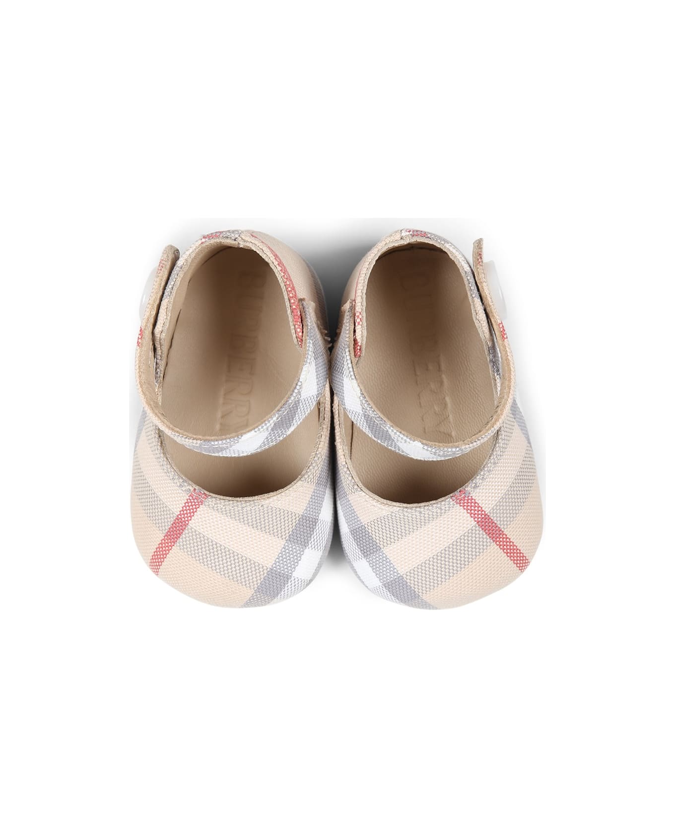 Burberry Beige Mary Jane Ballet Flats For Baby Girl Vintage Check - Beige
