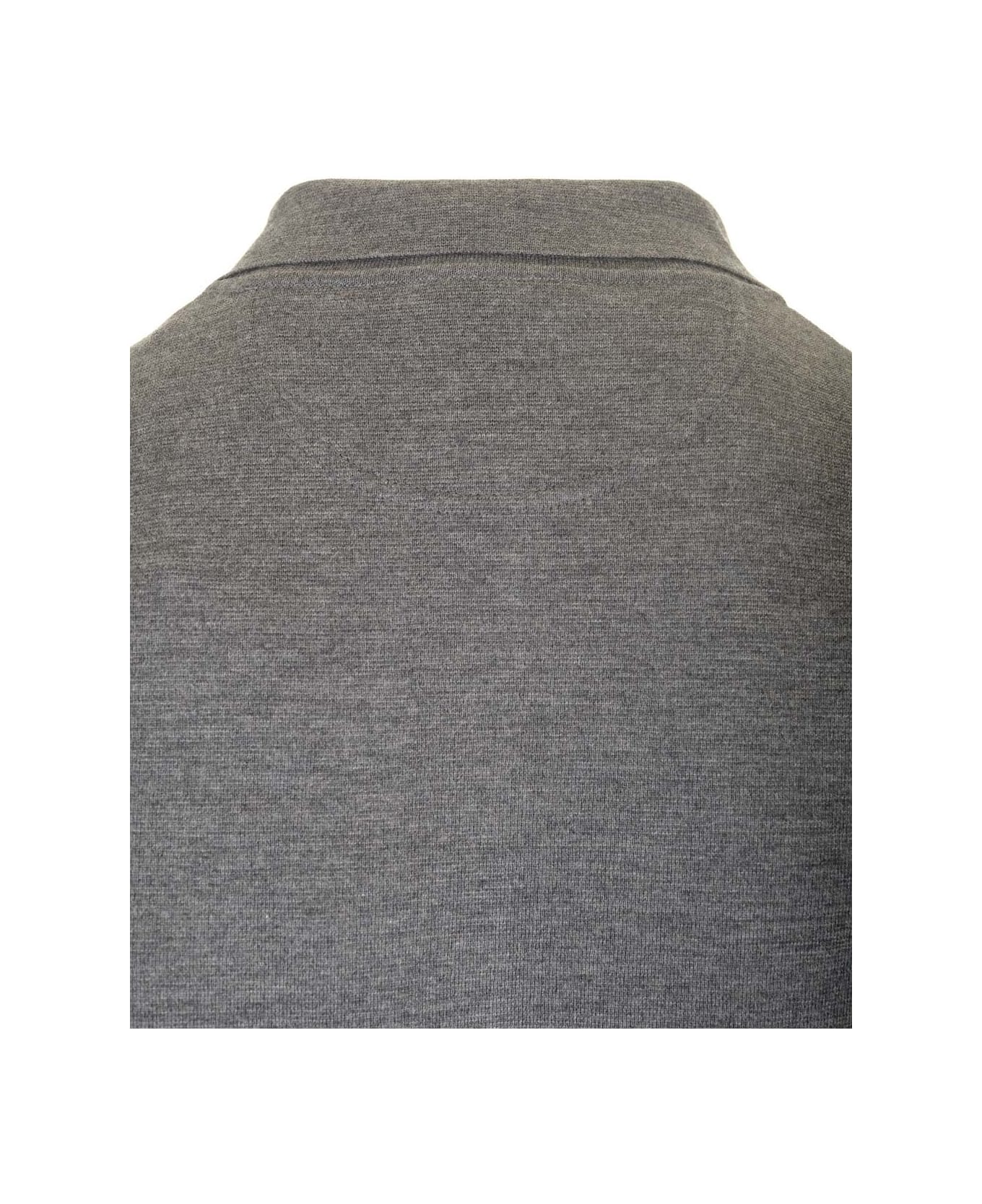 Valentino Garavani Vlogo Long Sleeve Wool Polo - Grey