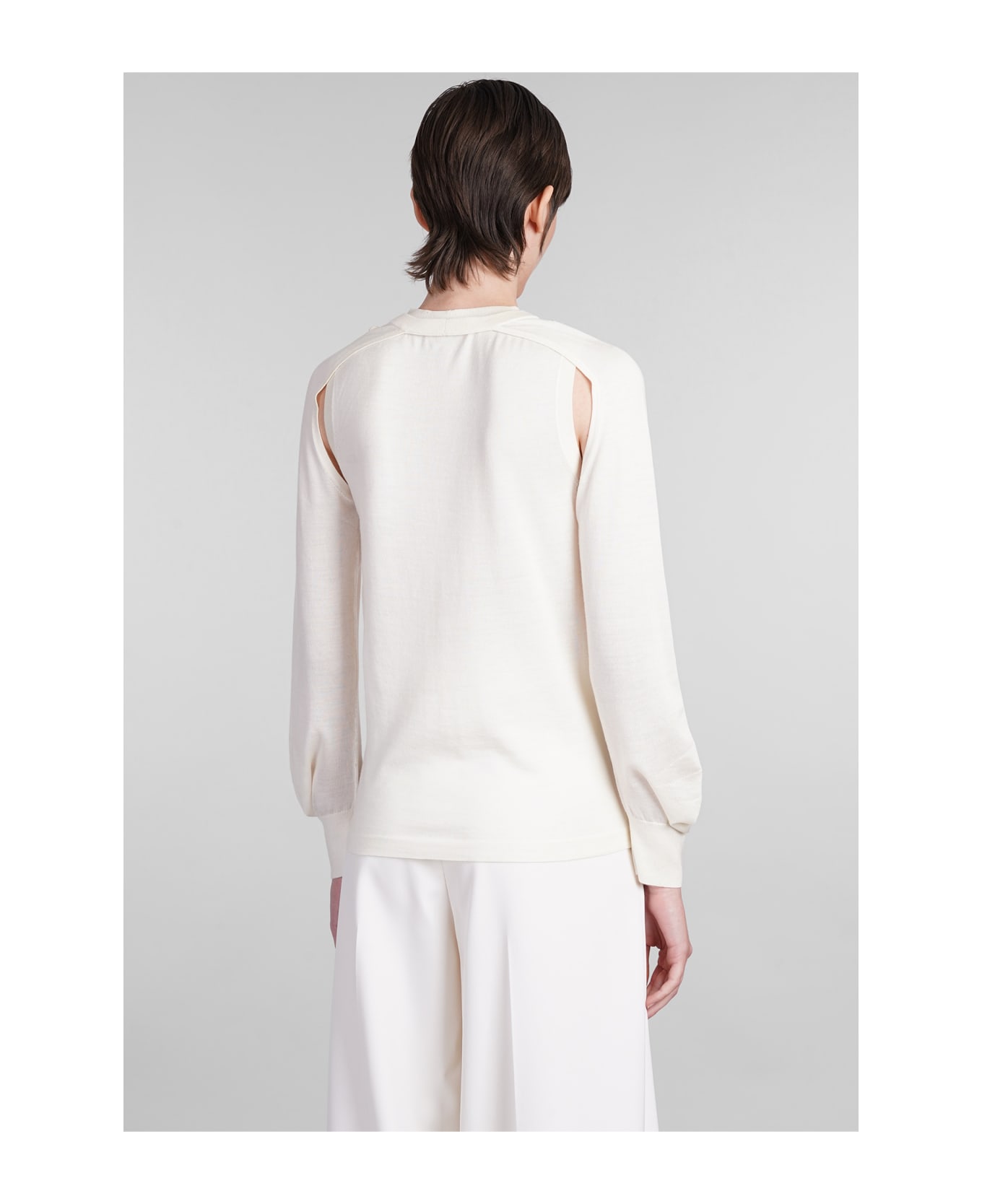 Helmut Lang Knitwear In Beige Wool - WHITE