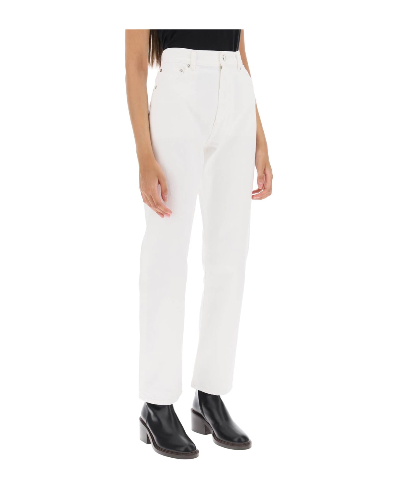 Loulou Studio Cropped Straight Cut Jeans - White