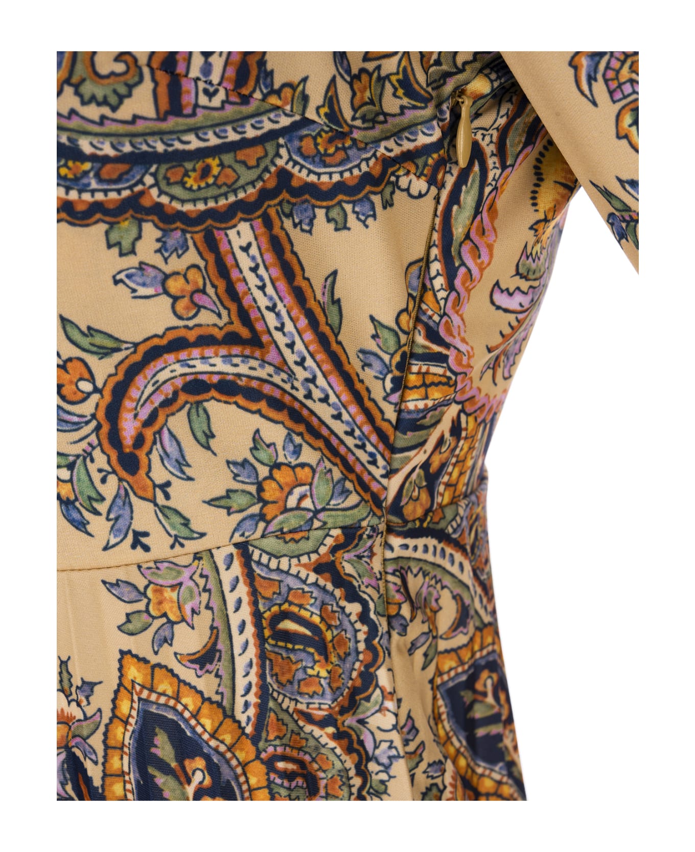 Etro Beige Midi Shirt Dress With Paisley Ramage Motifs