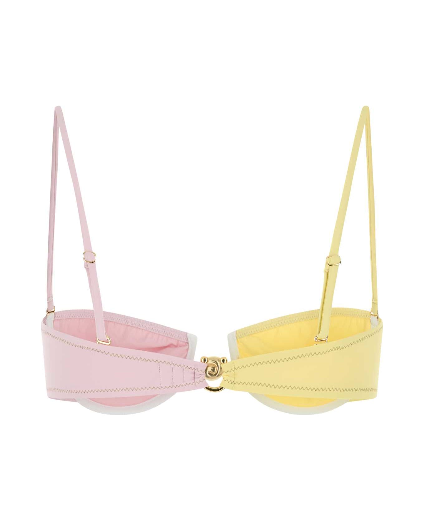 Reina Olga Two-tone Stretch Nylon Hommond Bikini Top - 2TONEPASTELLYCRA