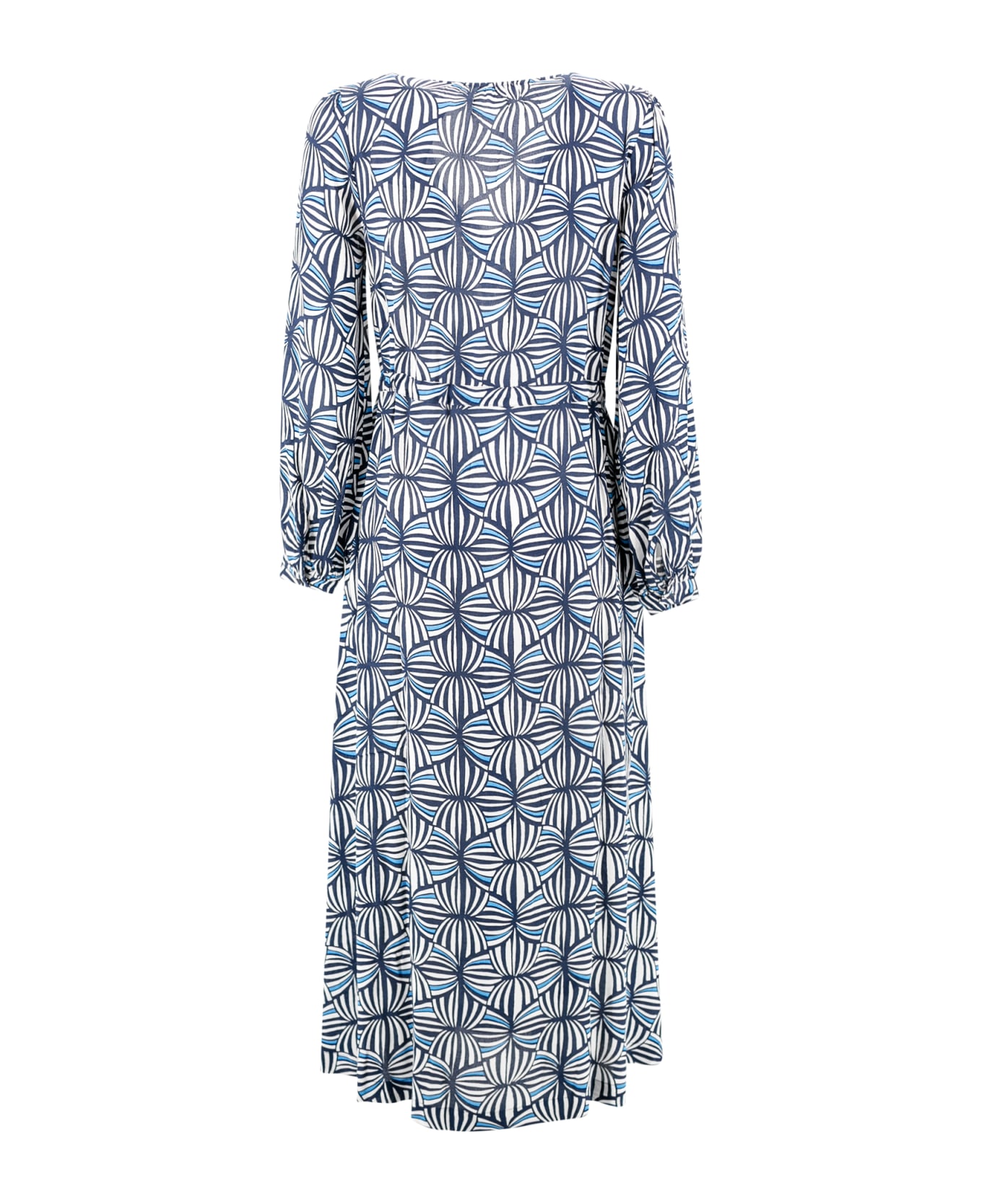 Surkana Marino Printed Crepe Belted Long Dress - Marino