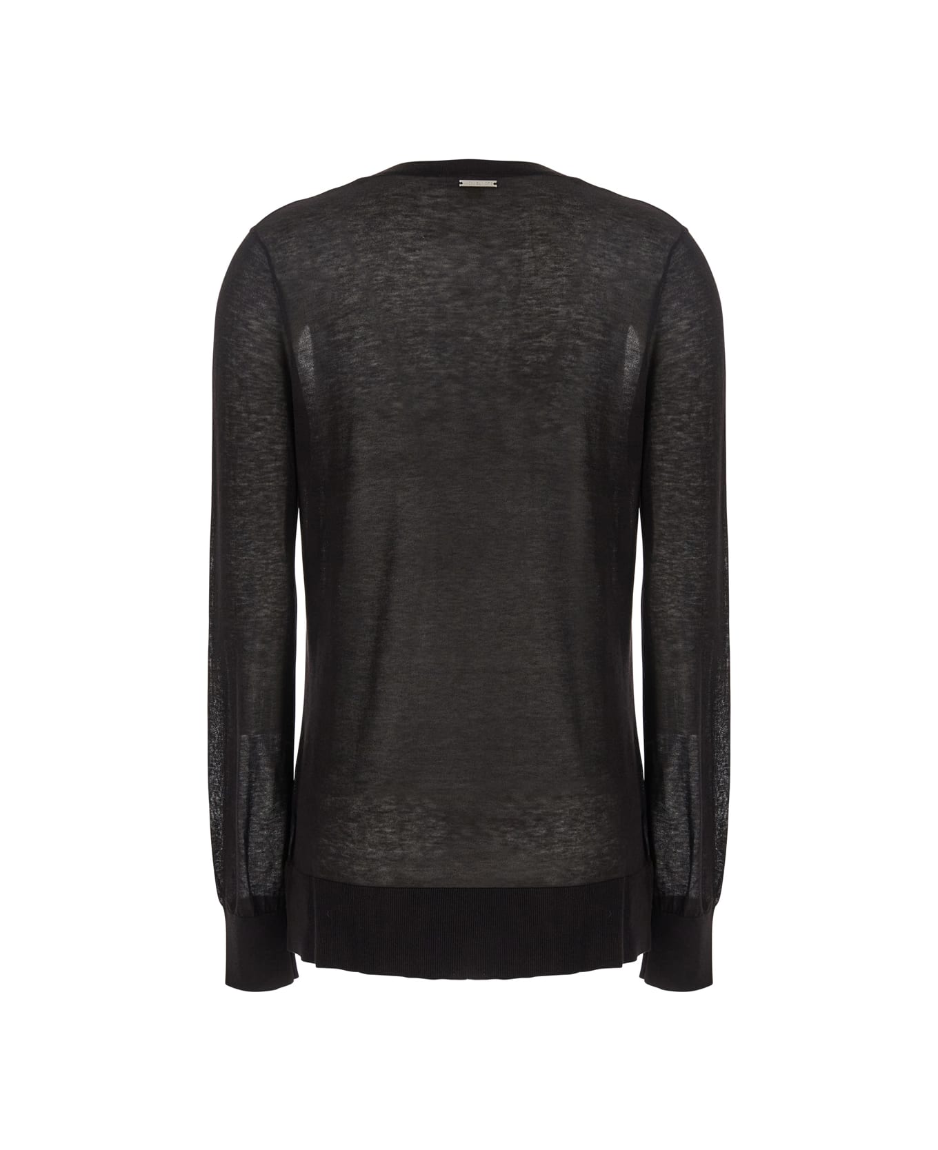 Michael Kors Black T-shirt With V Neck And Ribbed Trims In Cotton And Silk Blend Woman - Black