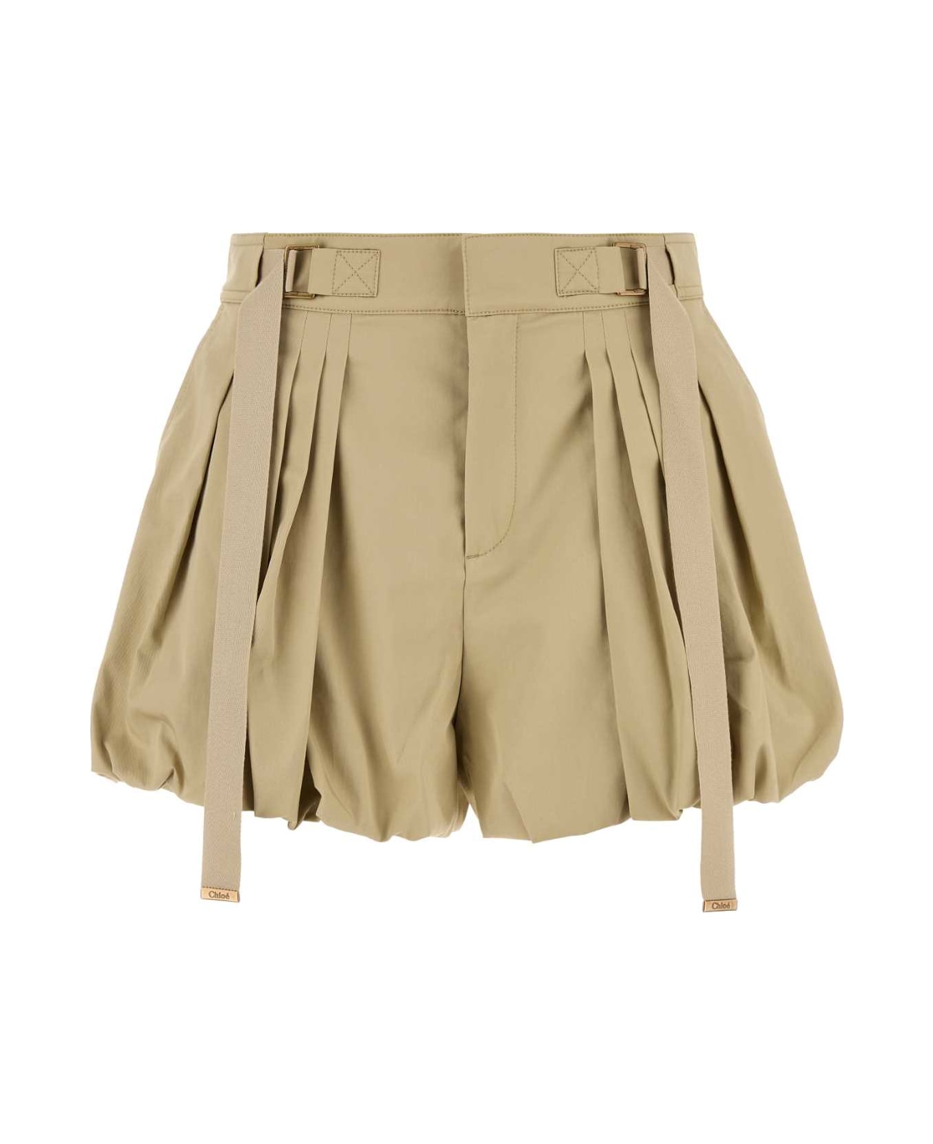 Chloé Cappuccino Cotton Shorts - SMOKYBEIGE