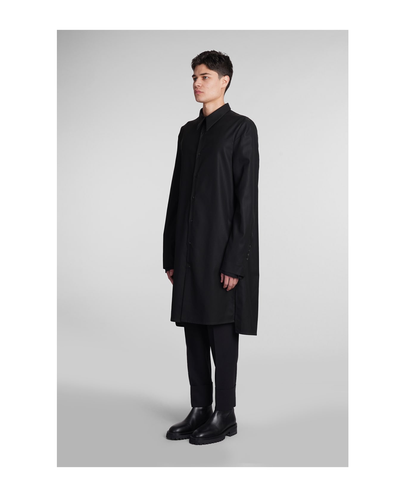 Sapio N151 Coat In Black Cotton - black