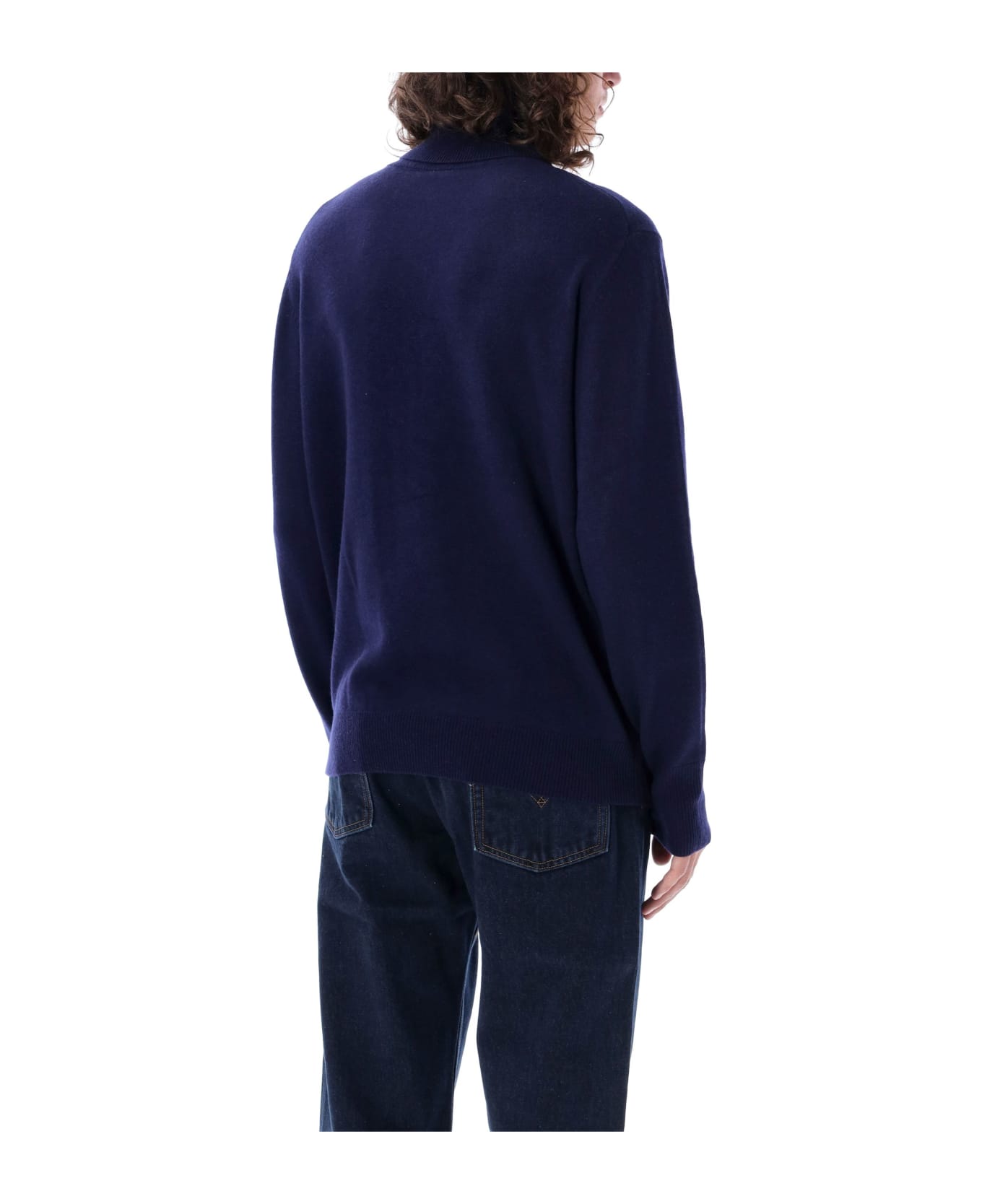 Aspesi High-neck Wool Sweater - NAVY