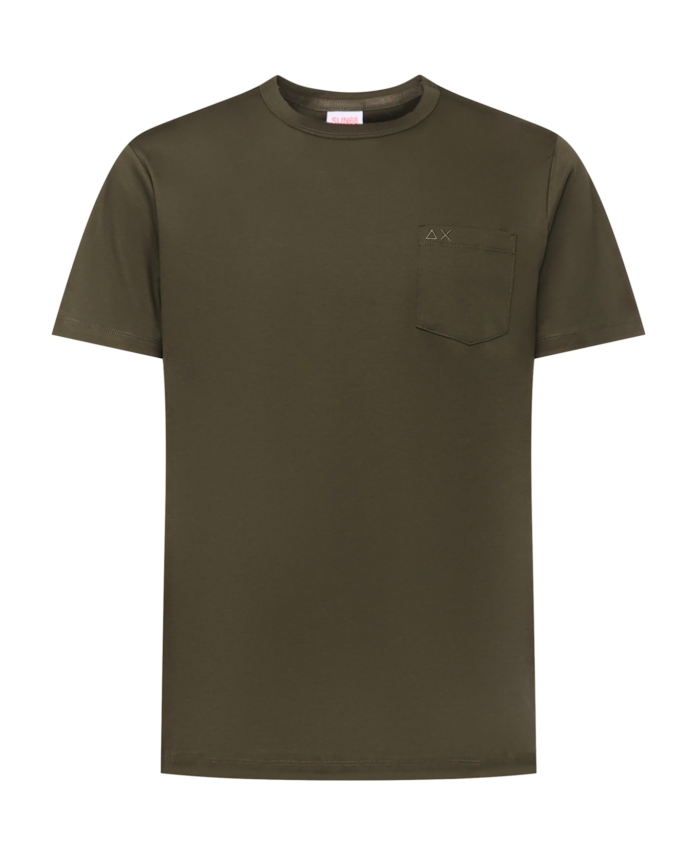 Sun 68 Cotton Jersey T-shirt With Pocket - DARK MILITARY