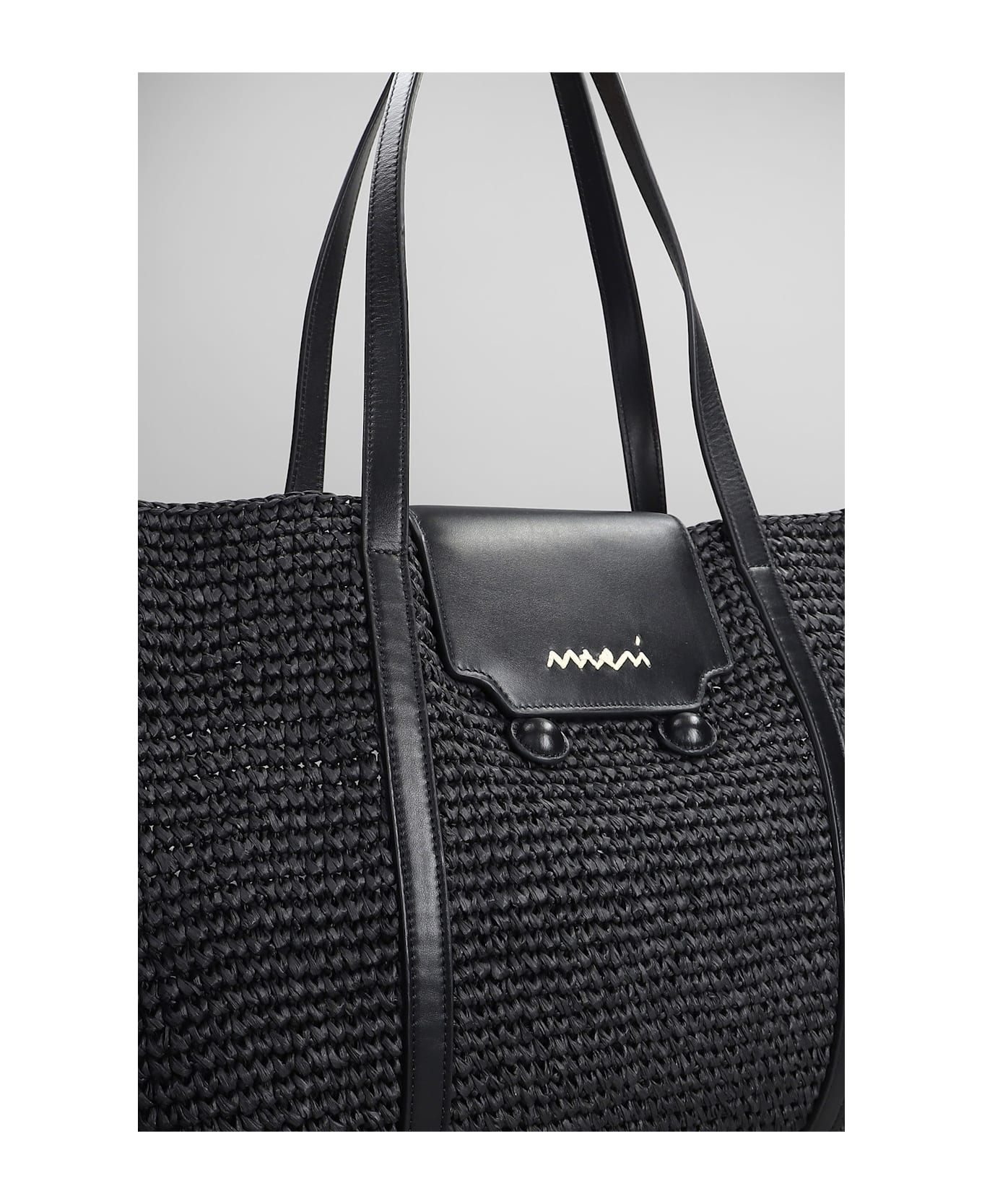 Marni Trunkaroo Tote In Black Raffia - black