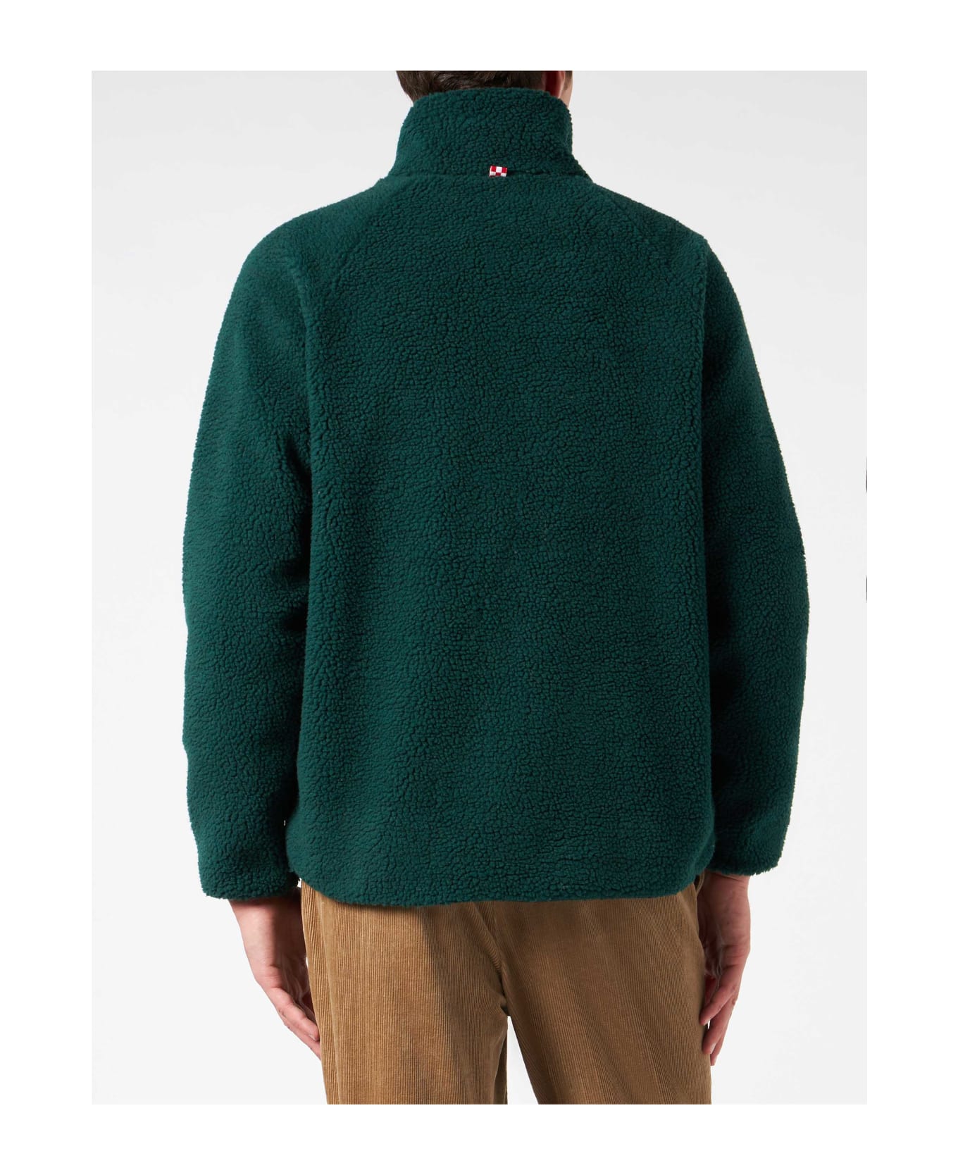 MC2 Saint Barth Man Green Sherpa Jacket With Check Patch Pockets - GREEN