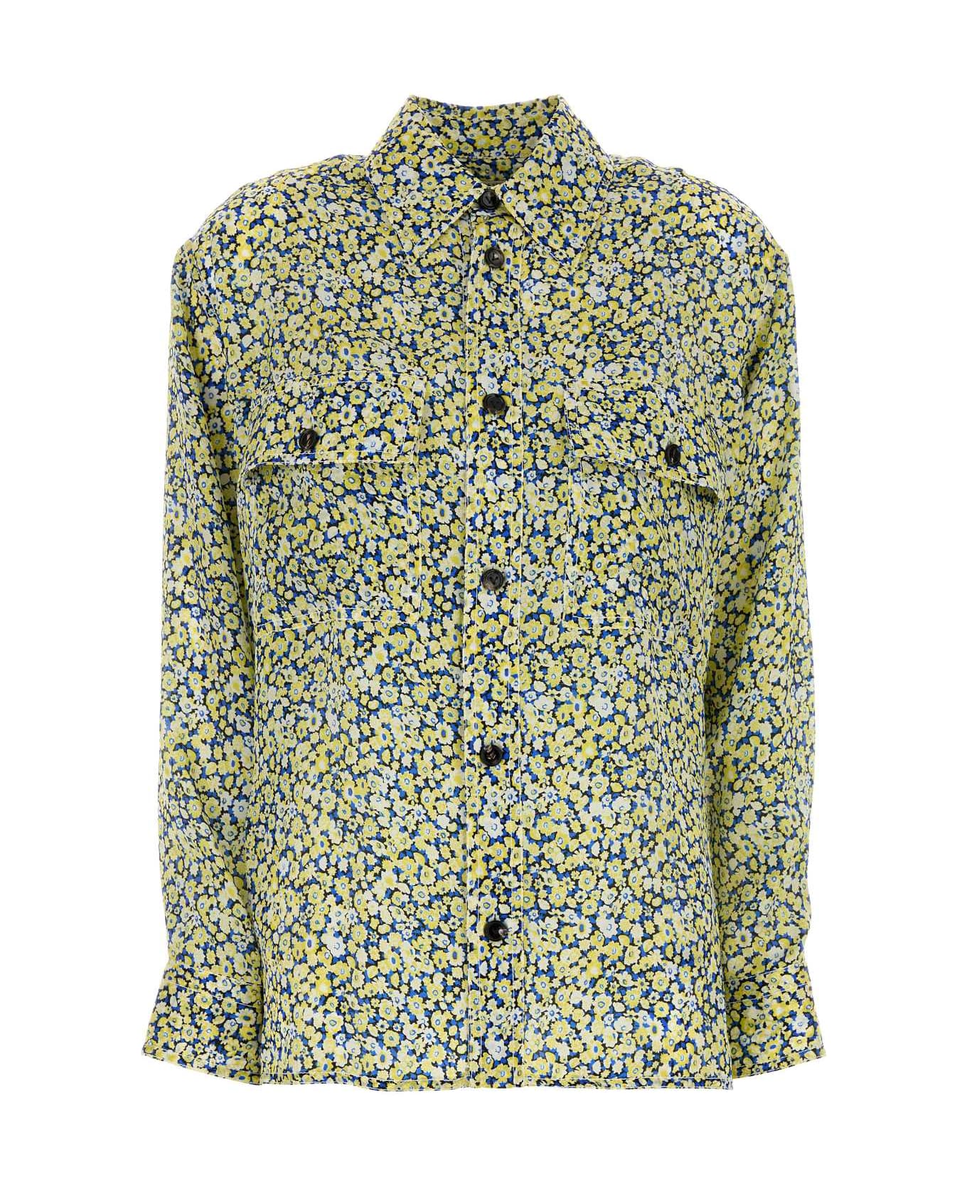 Bottega Veneta Printed Silk Shirt - CHALKPOLLENBLUE